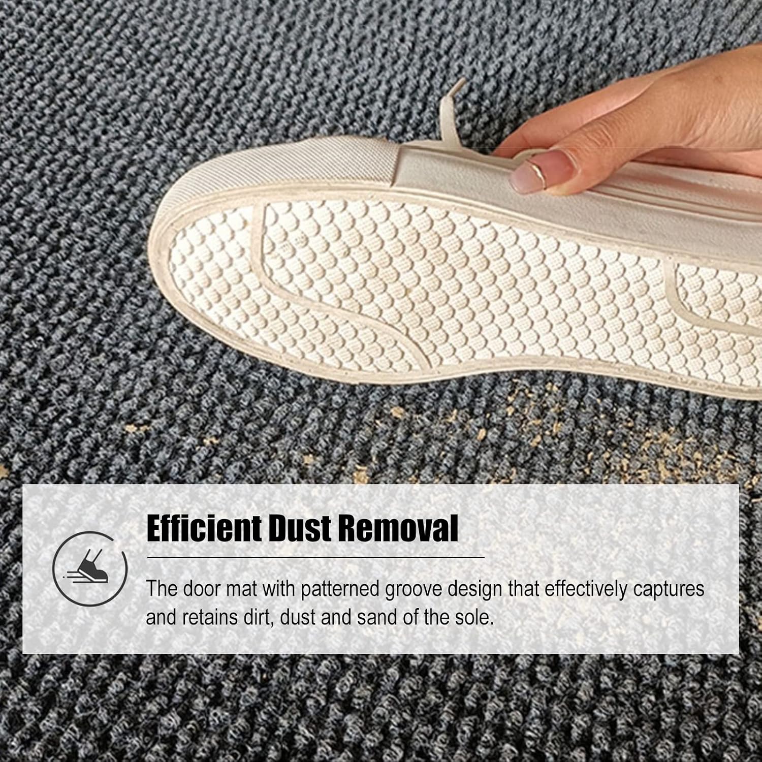 grey doormat indoor entrance washable, absorbent front door mat carpet, heavy duty non-slip rubber rug, 240/180/150/120/90cm long (size : 90x180 cm/2.95x5.9 ft)