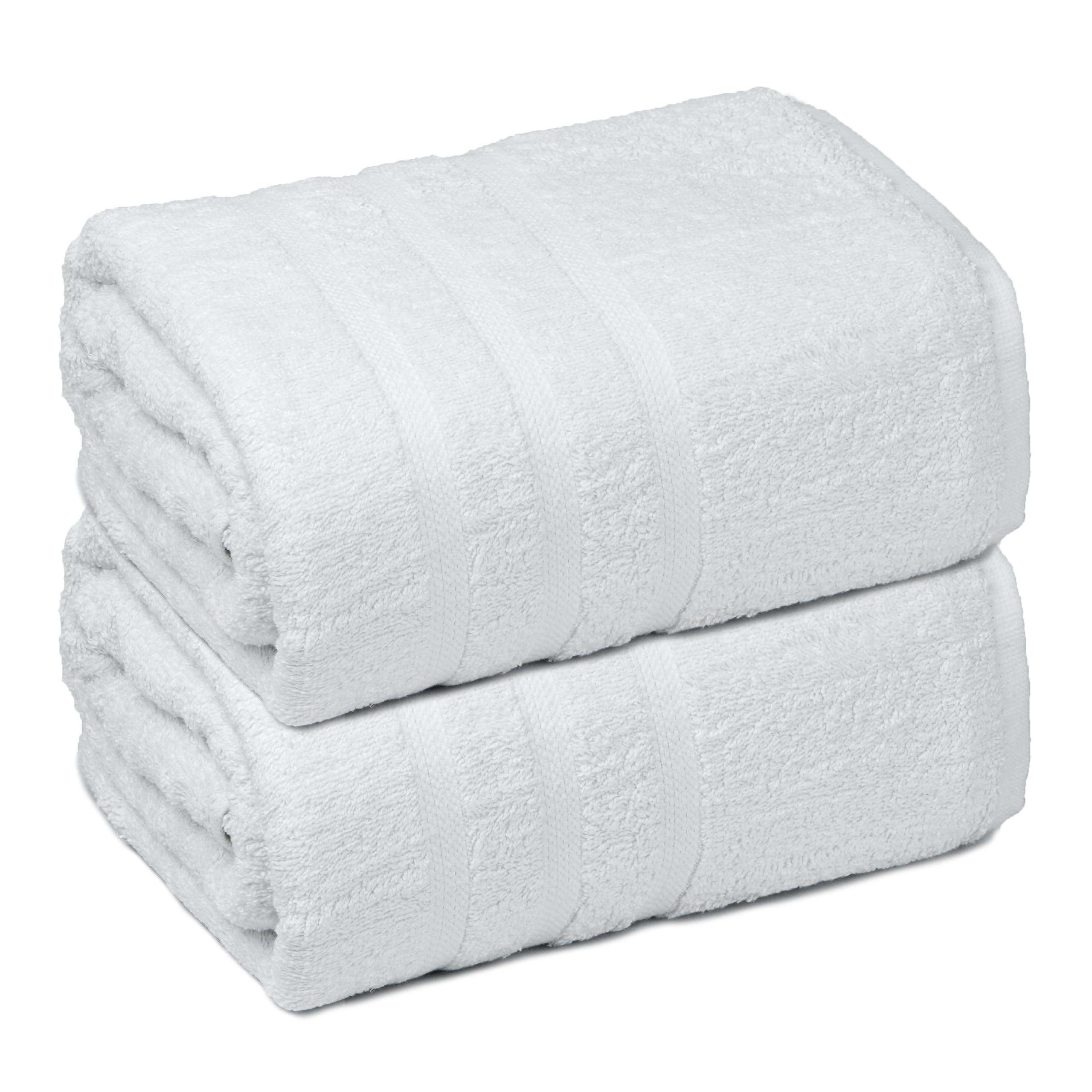 2 Pieces White Bath Sheet with Border | 100x150cm | 450 GSM | Premium Quality | Perfect for Daily Use, Home Use, Hotel, Spa & Salon | Soft and Absorbent
