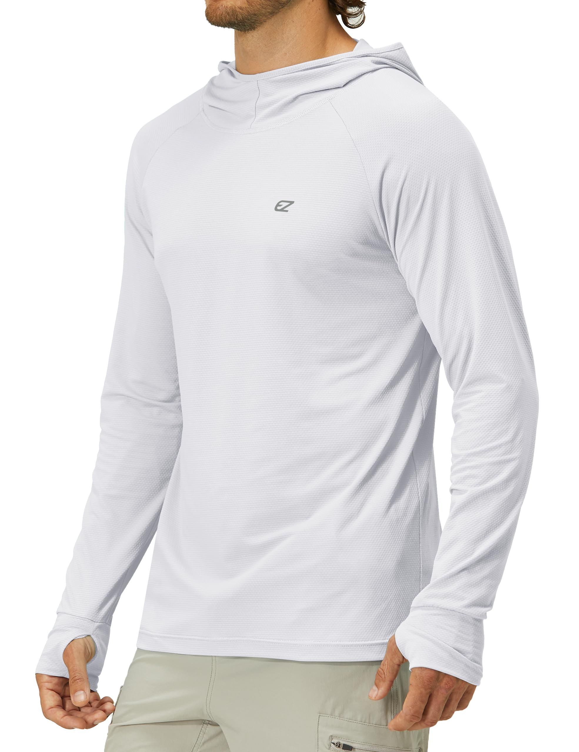 EZRUN Mens UPF 50+ Long Sleeve Sun Protection Hoodie Hiking Fishing Shirts for Men UV Protection Clothing SPF Shirts