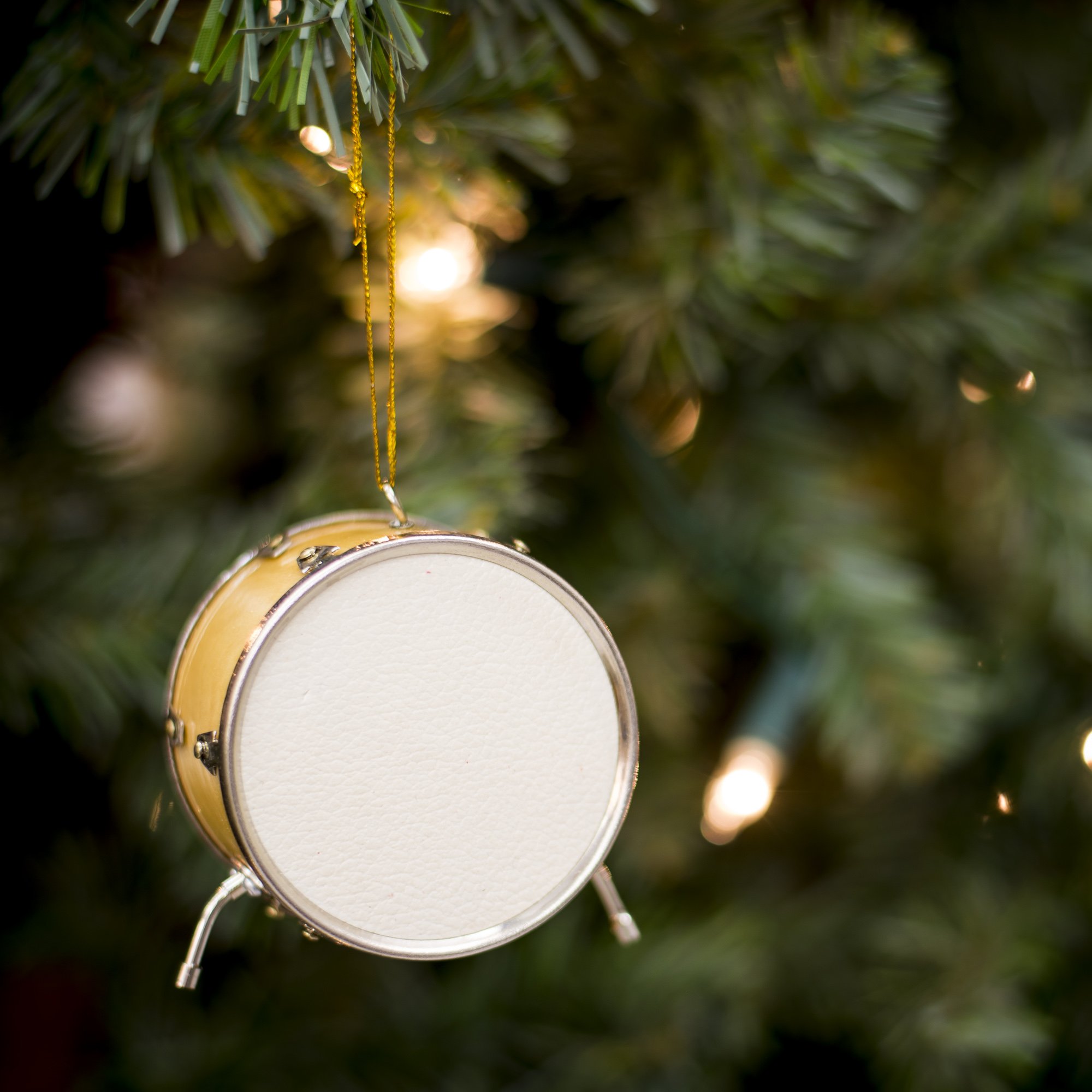 Broadway Gift Natural Wood Bass Drum Music Instrument Replica Christmas Ornament, 2.25 inch