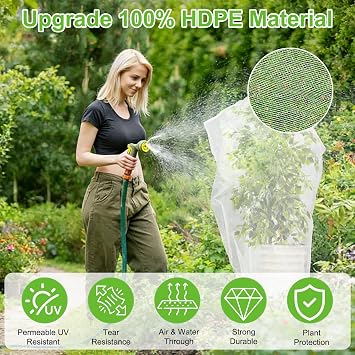 240CM x 240CM Fruit Tree Netting Bird Protection, Fruit Tree Netting with Zipper and Drawstring, Heavy Duty Garden Netting, Fruit Netting Fine Mesh for Blueberry Vegetables Flower Strawberry
