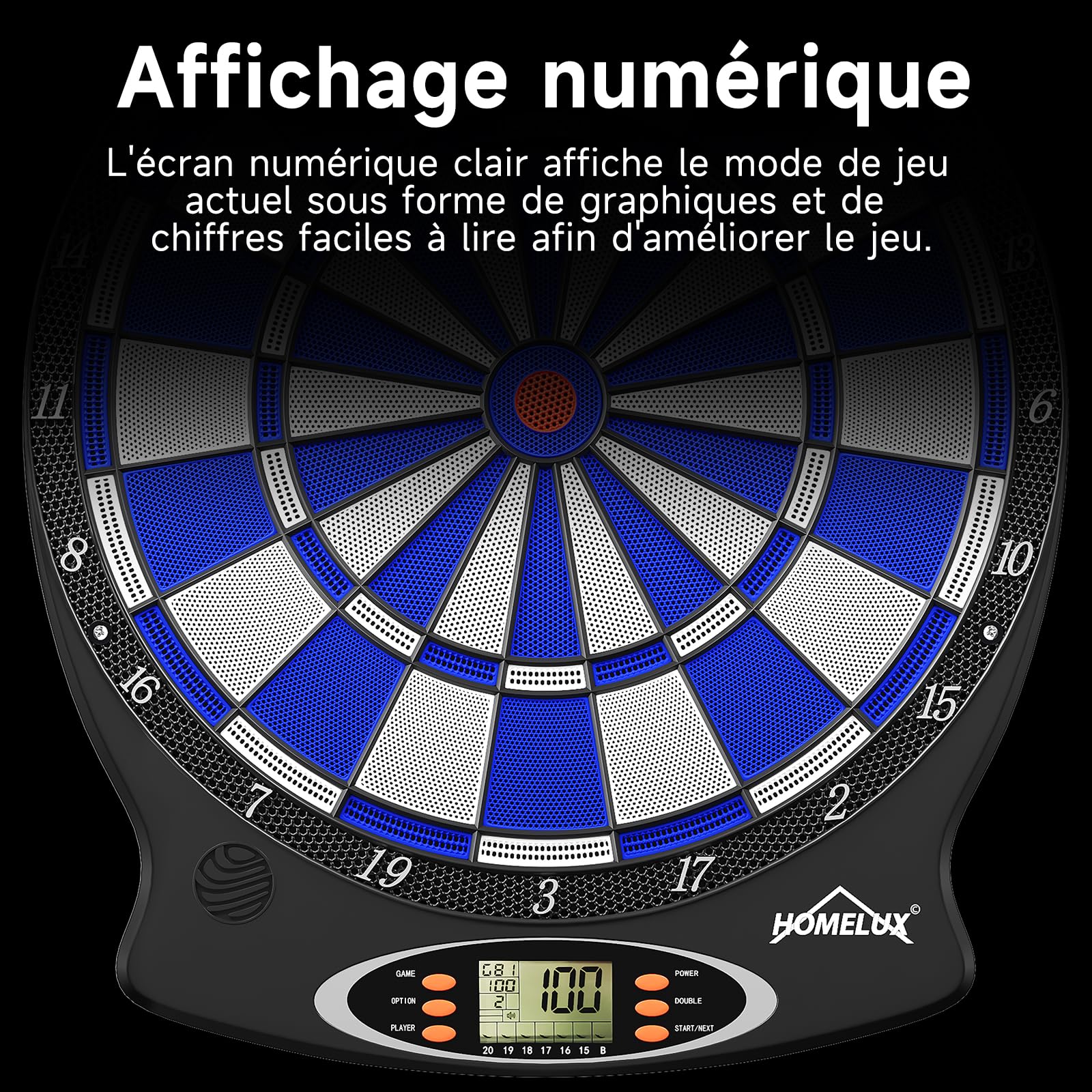 Cible de fléchettes électronique, cible électronique de fléchettes électronique, cible de fléchettes professionnelle avec 6 fléchettes, machine à fléchettes innovante électronique avec 18 jeux et 159