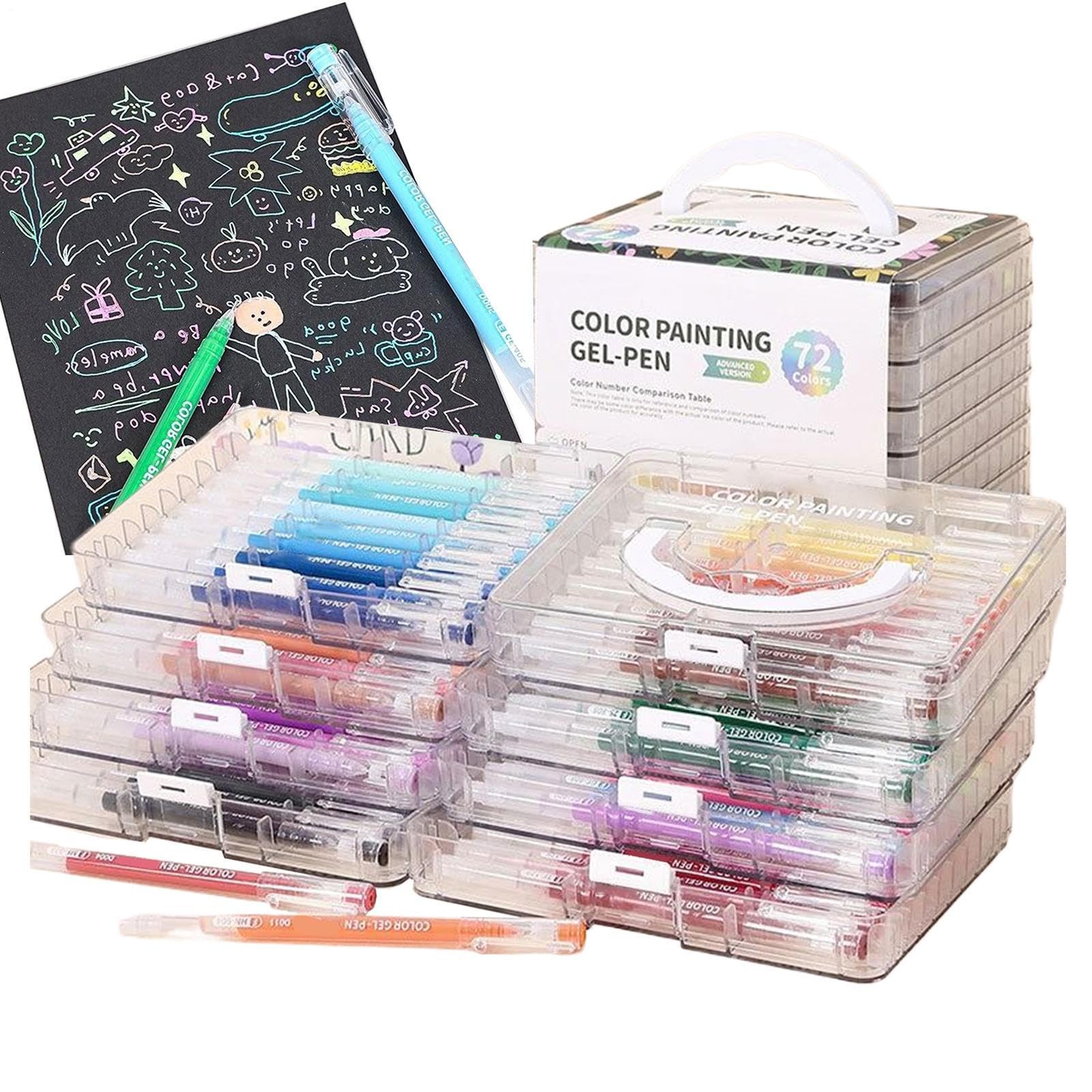 Bolígrafos de gel para periódicos | Papelería de secado rápido con de almacenamiento, bolígrafos de tinta de gel suministros de papelería - para adultos Pintura para colorear Actividades