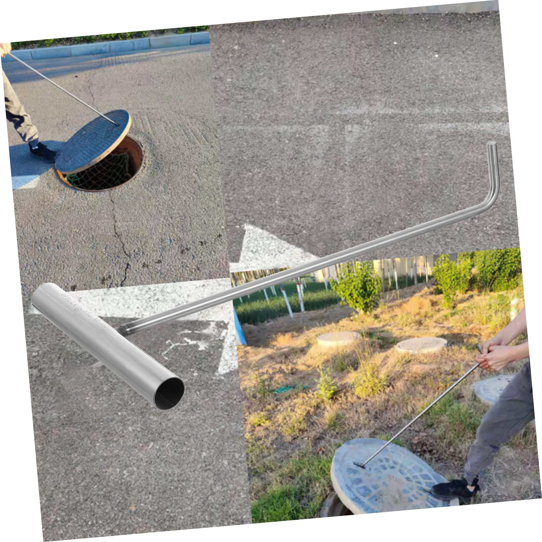 HOMOCONO T-Hook Drain Grate Hooks Manhole Cover Lifting Hook Well Cover Hook Manhole Hook Manhole Opening Tool Lifting Hooks Heavy Duty Lift Hook S Hook Siding Hooks Silver Stainless Steel