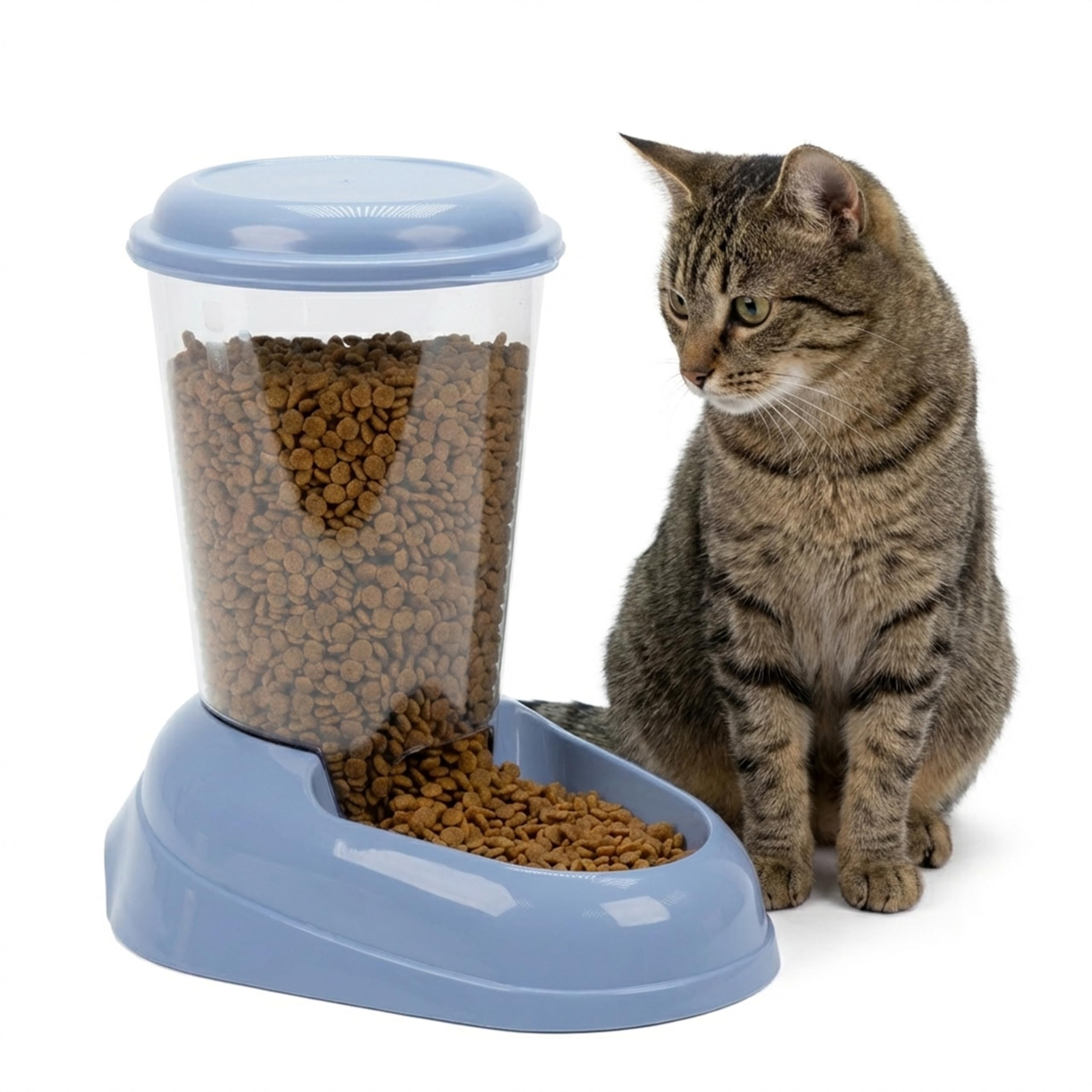 Ferplast Distributeur de croquettes pour Chiens et Chats Zenith, 3 litres, Distributeur de croquettes pour Animaux, Fond antidérapant, 20,2 x 29,2 x h 28,8 cm Bleu