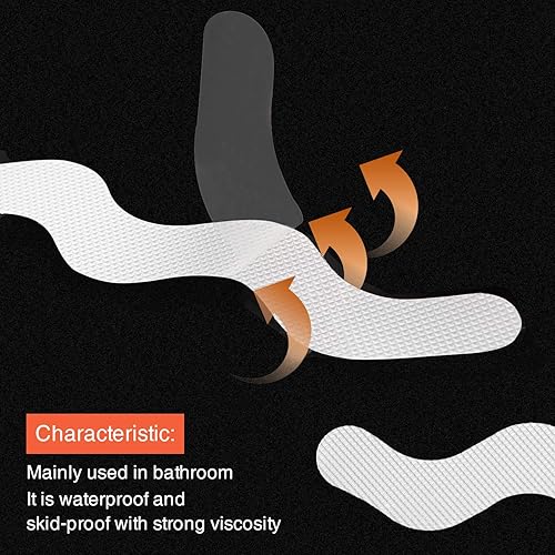 Miniatura 2 de Secopad 36 calcomanías antideslizantes patentadas para ducha, tiras adhesivas de seguridad para tina con raspador prémium para escaleras de bañera,