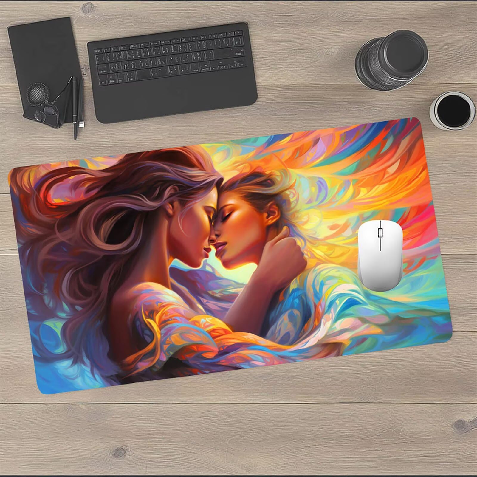 Podkładka pod mysz xxl 1000x500x3mm Love Desk Mat damska mata na biurko do gier szyte krawędzie trwała i wodoodporna konstrukcja z antypoślizgową gumową podstawą do klawiatury bezprzewodowej myszy