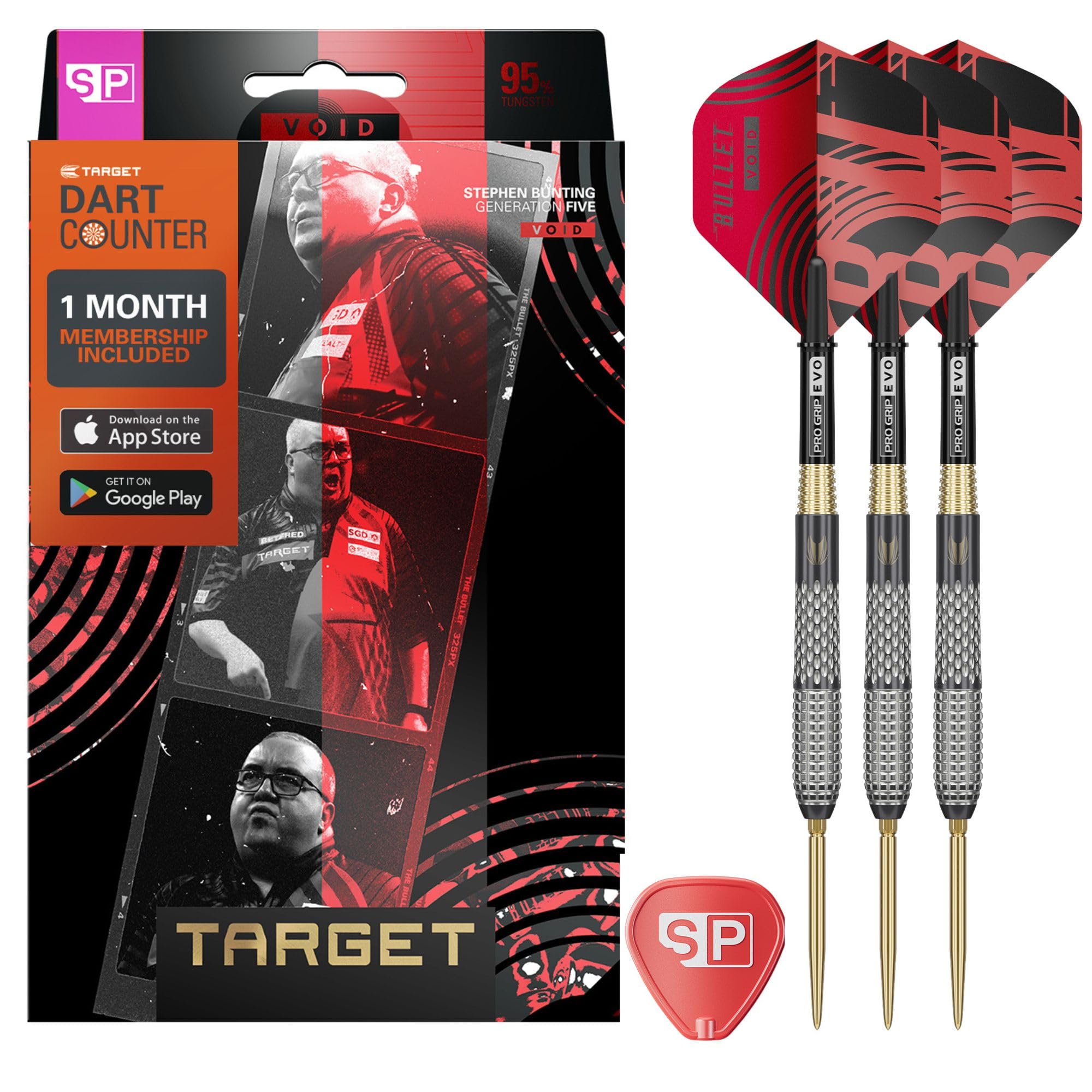 Target Darts G5 Void Stahlspitzen-Darts – 18G, 95% Wolfram, Pro Grip EVO Schäfte, Swiss Points, inkl. SP-Werkzeug