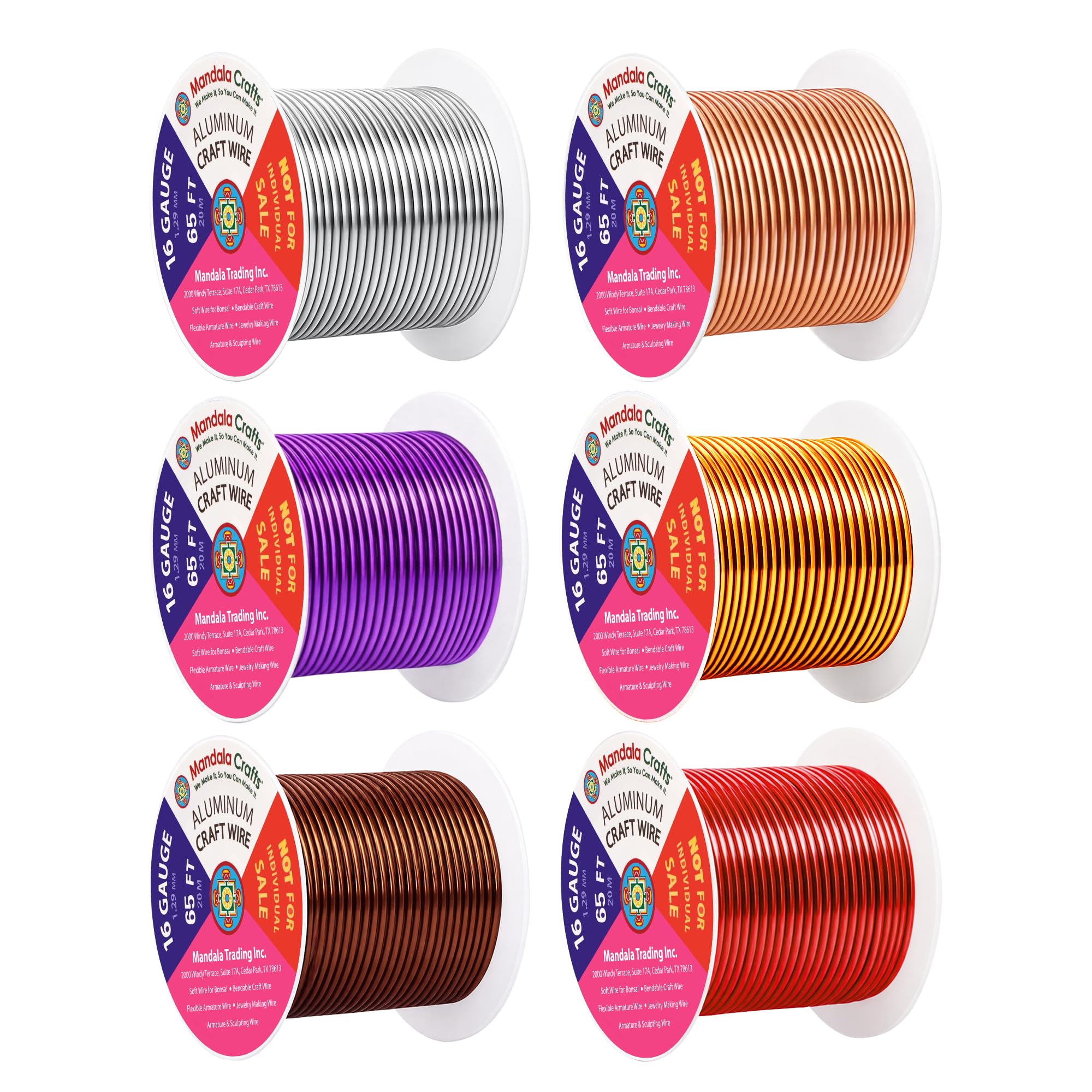 Mandala Crafts 16 GA Purple Brown Red Assorted Anodized Aluminum Craft Wire