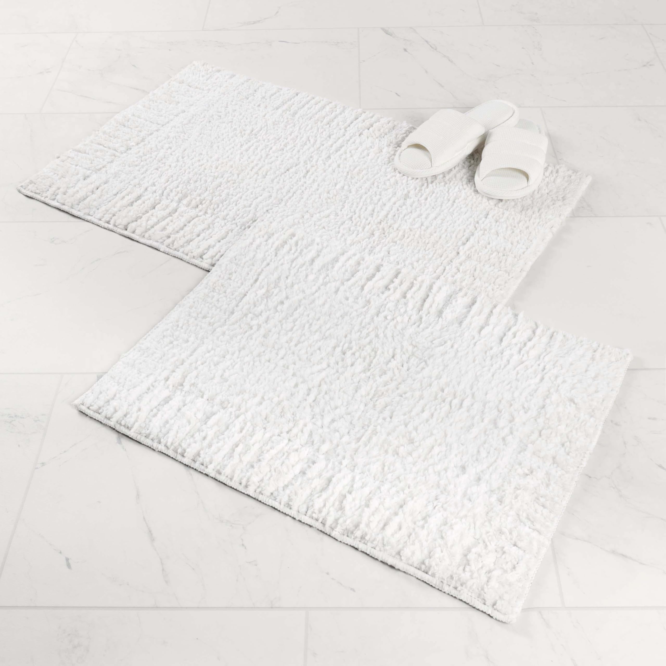 Tapis de bain antidérapant lavable en machine moelleux rayures