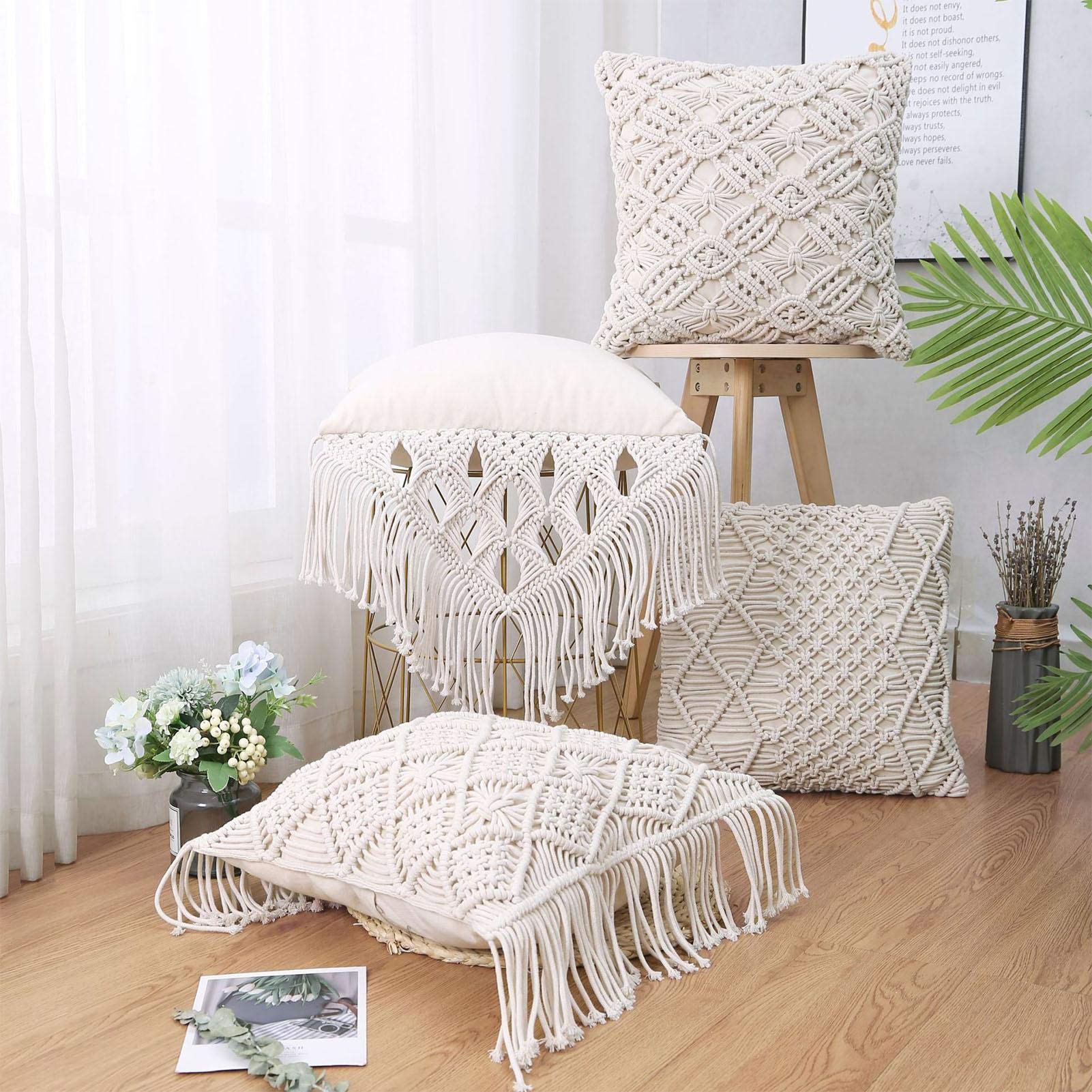 Leisuretime Poszewka na poduszk? boho poszewka na poduszk? bawe?niana tkane poszewki na poduszki grube we?niane fr?dzle bawe?niane kwadratowe poszewki na sof? krzes? do sypialni salonu