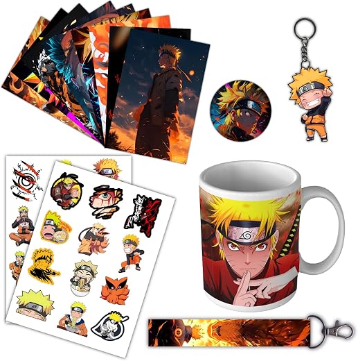 woopme Cartoon Theme Gift Kit For Fan Boys Girls | Stylish Mug,Keychain, Lanyard Key chain, Badge,Posters and Stickers | C...