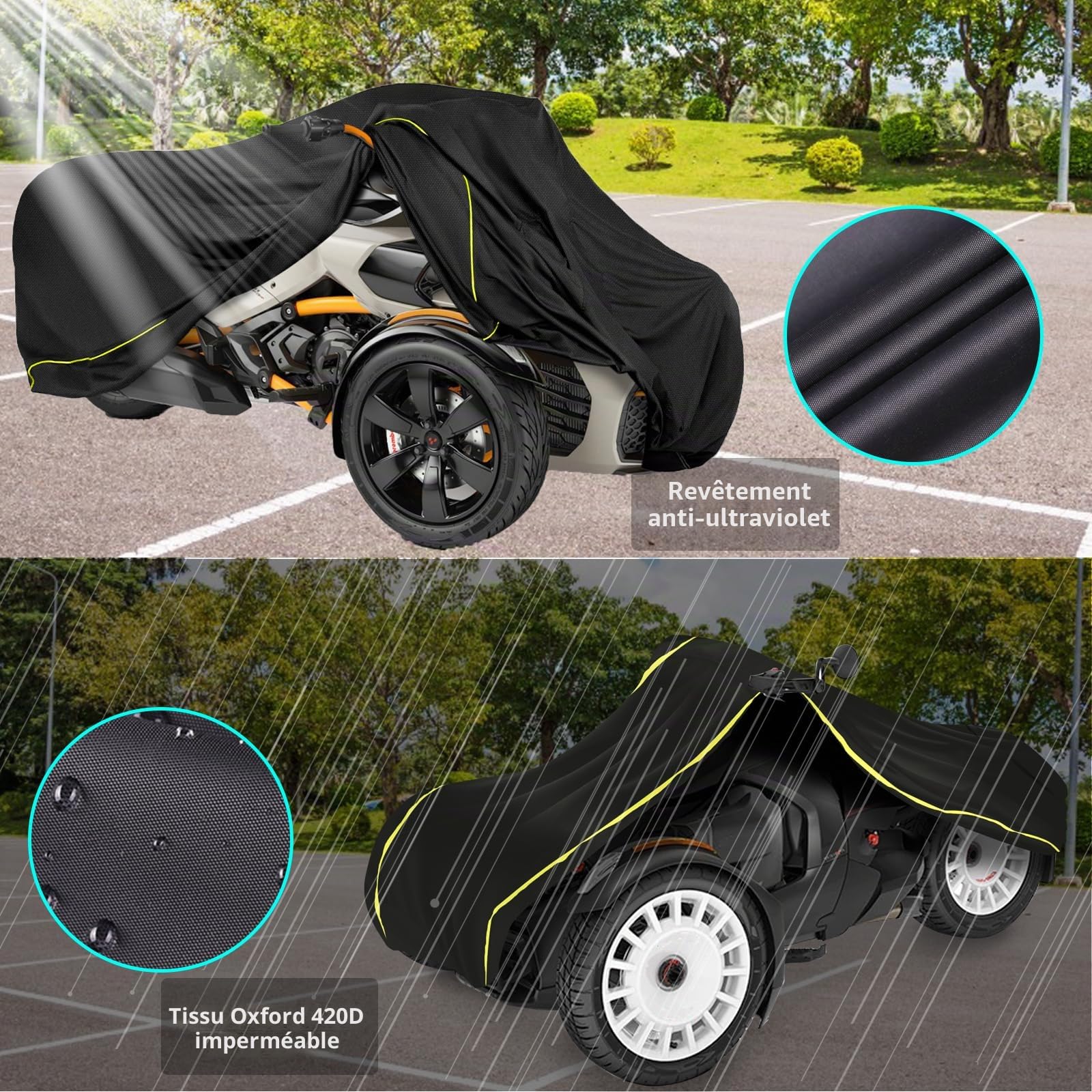 Housse de Protection imperméable pour Ryker Can-Am Ryker 600/900/Sport/Rally/Ryker Rally Edition, Oxford 420D imperméable, Protection Contre Les intempéries avec Bande réfléchissante