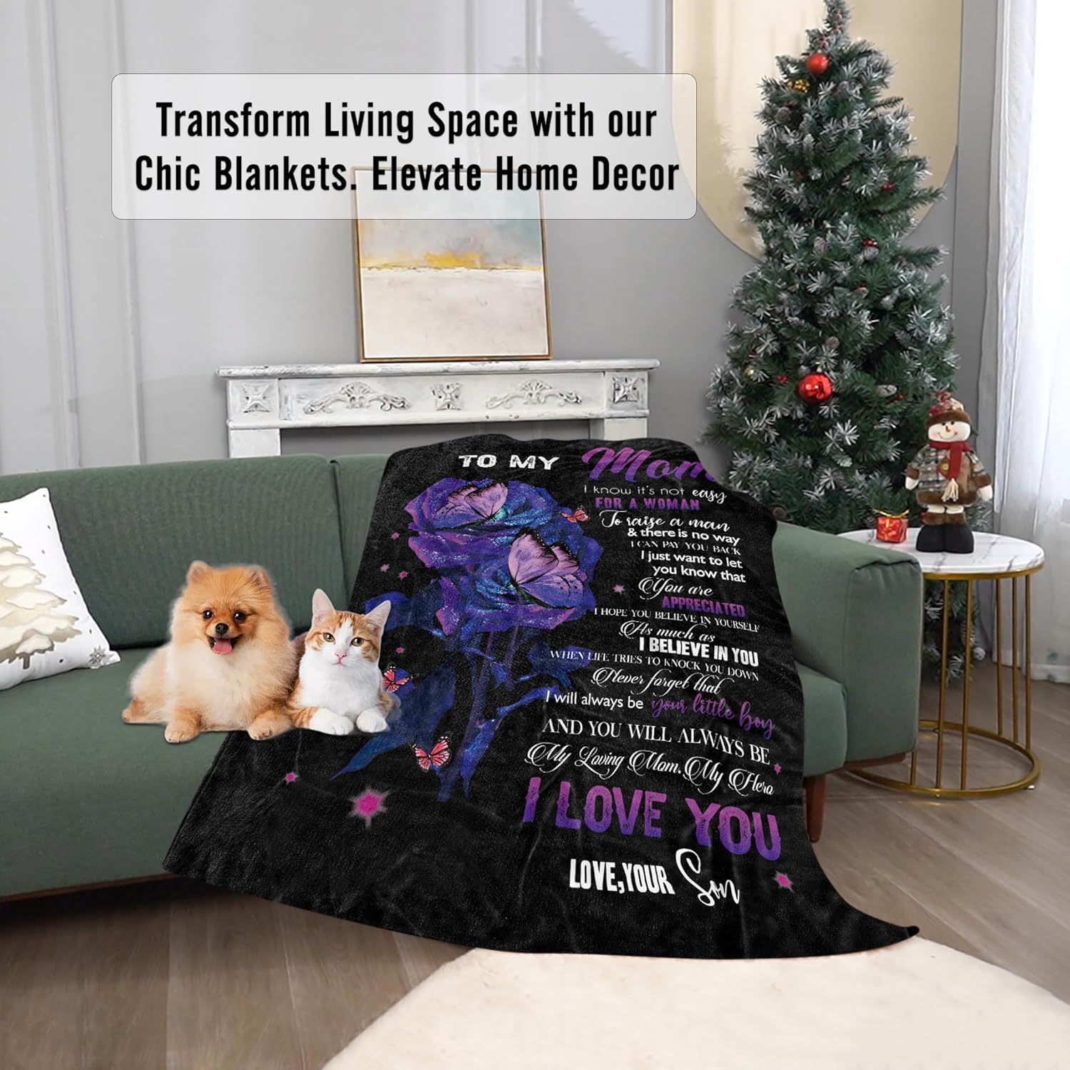 Personalized Gifts to Mom, Flannel Blankets Gift from Son Birthdays Mother's Day Soft Throw Blankets for Mom Couch Bed Blanket (to My Mom,Size:60x80 inches)