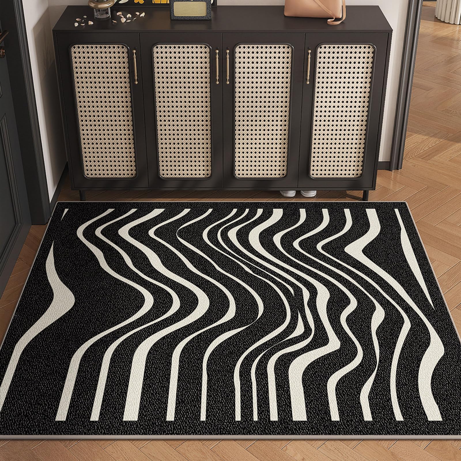 Tapis entrée intérieur abstrait 80x120 cm lavable et antidérapant