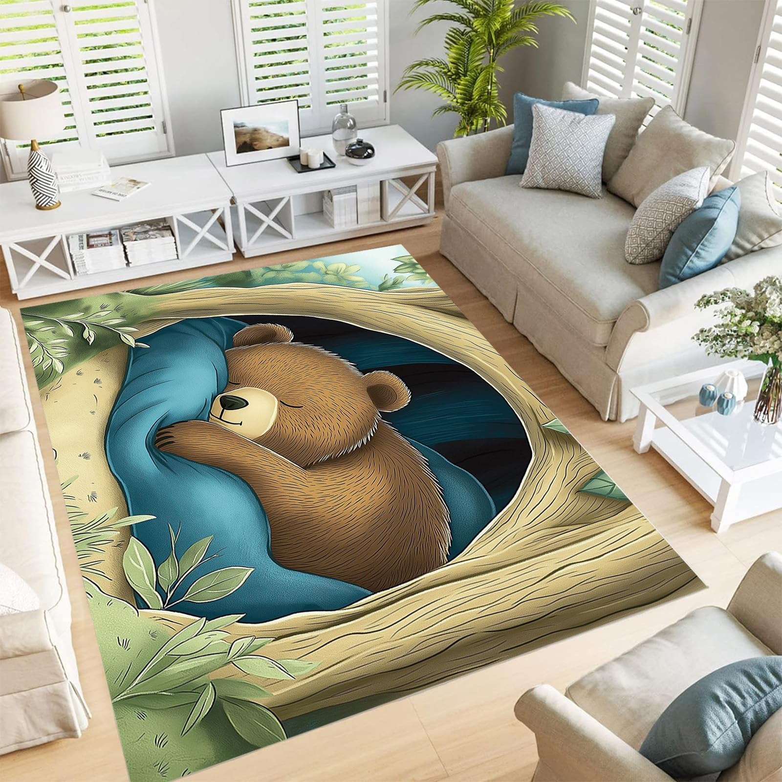Tapis antidérapant 240x300 cm facile à laver pour salon et chambre