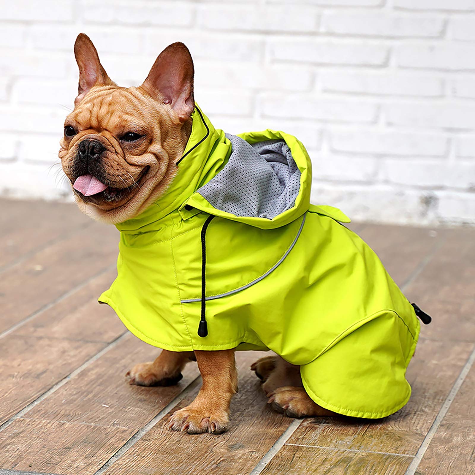 Imperméable pour Chien Manteaux de Pluie imperméables pour Animaux de Compagnie Imperméable pour Chien avec Cordon de Serrage réglable extérieur léger pour Chiot avec Capuche léger,S
