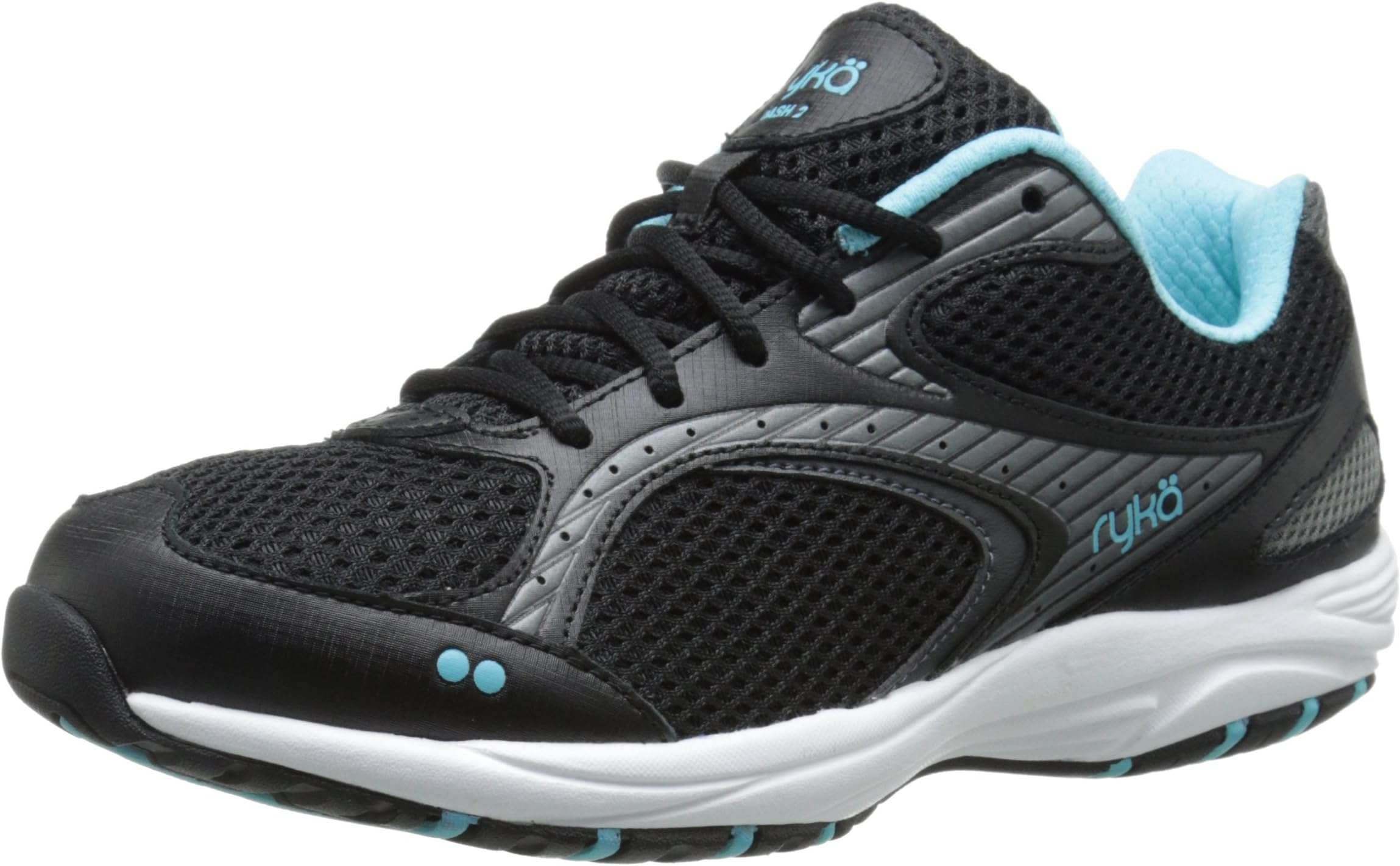 Ryka Women's Dash 2 Walking Shoe, Black/Metallic Iron Grey/Winter Blue/White, 5.5 M US