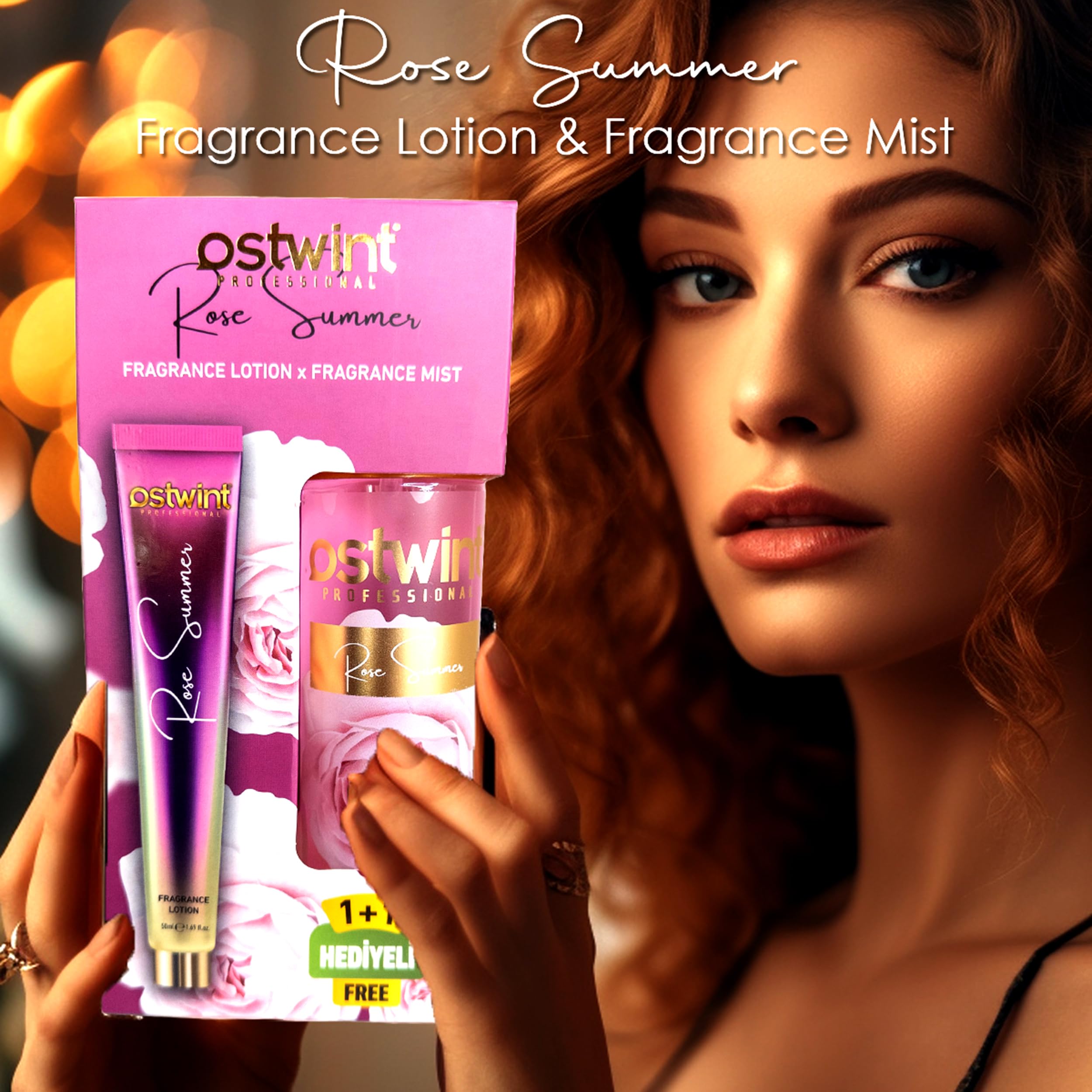 Ostwint Fragrance Mist Rose Summer Vücut Spreyi 200ml & Vücut Kremi 50ml Set - Tatlı Yaz Akşamı Esintisi ve Çiçeksi Parfüm Kokusu - Nemlendirici