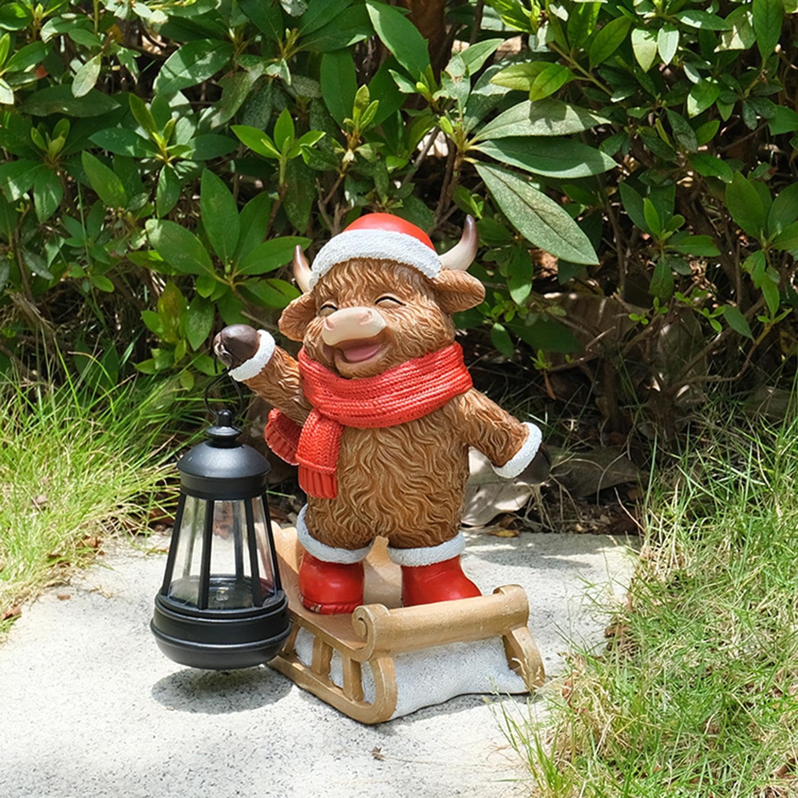 Statua Decorativa Led Resina Solare Decorazione Natale Carina