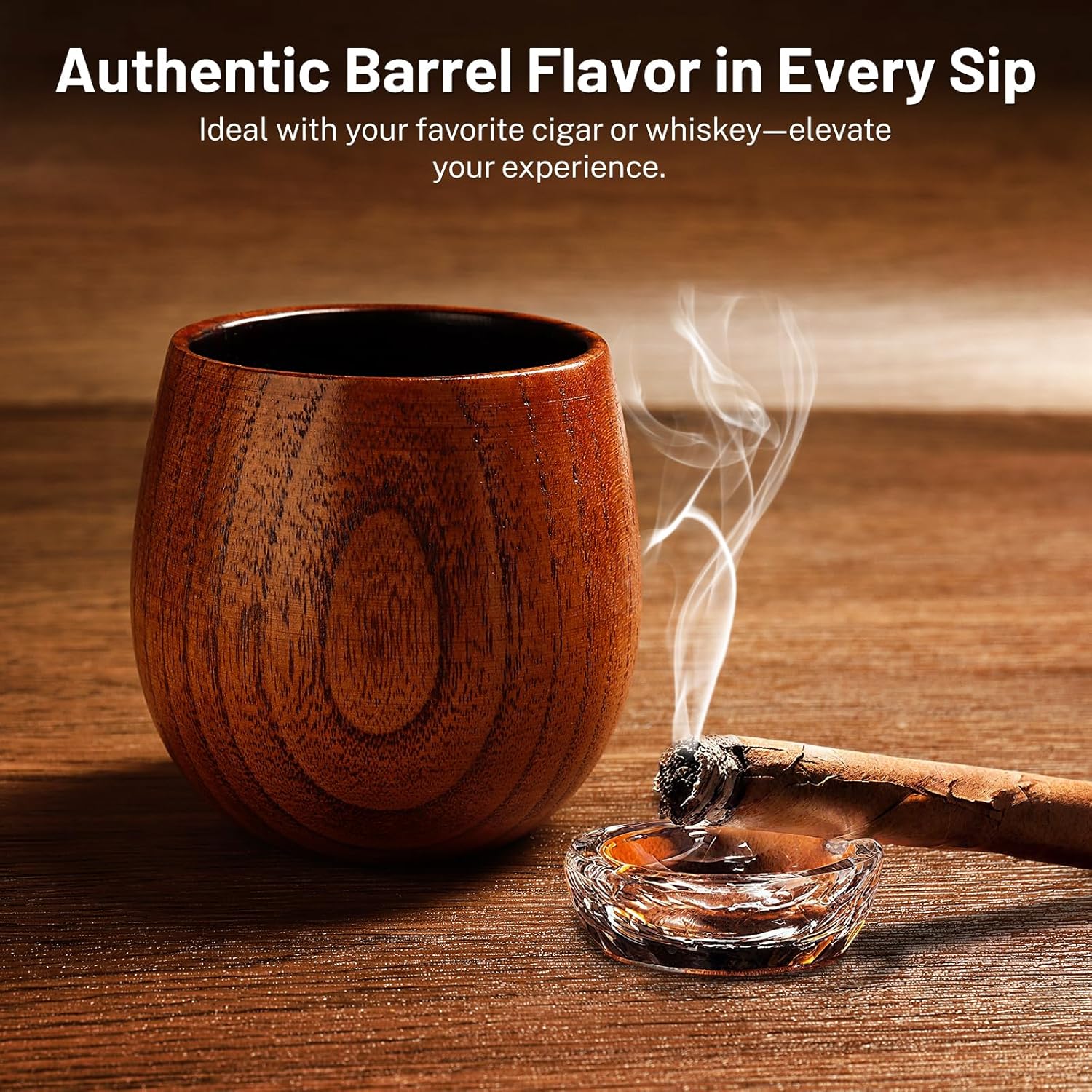 Charred Wooden Whiskey Tumbler – Bourbon Glass for Men | Unique Whiskey Gifts for Dad, Husband, Brother | Old Fashioned Wooden Bourbon Cup | Gifts For Men Who Have Everything - Image 5