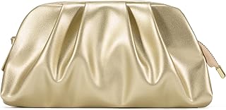 SWEETV CHUNLI Dressy Vegan Leather Clutch Purse for Women Formal, Soft Pleated PU Evening Clutch for Weddings, Proms