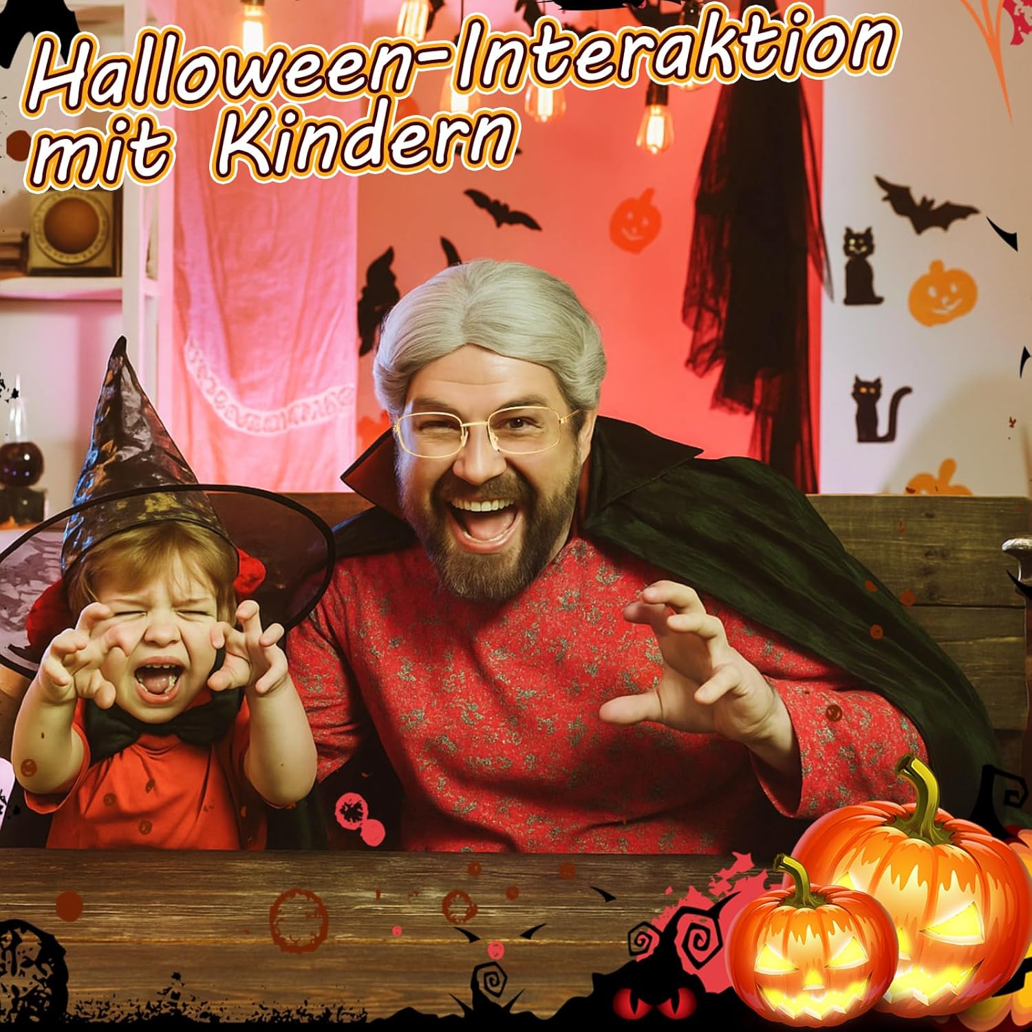 Halloween Red Women Old Lady Costume Granny Kit Cosplay Grandma Bad Wolf Dress up Outfit Accessories for Adults - Image 3