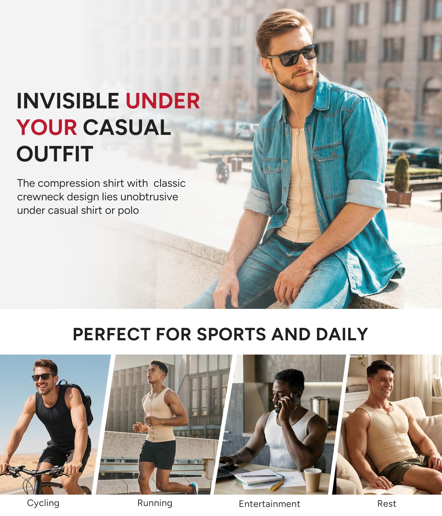 Junlan Maglietta Compressione Uomo Canotta Contenitiva Snellente Intimo Modellante Dimagrante Canotte Sportivo Fitness Canottiera Magliette