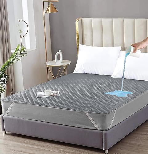 Miniatura 10 de Protector de Colchón Individual – Almohadilla de Colchón Impermeable para Incontinencia – Cubierta Suave, Transpirable, Lavable con Fuertes Correas