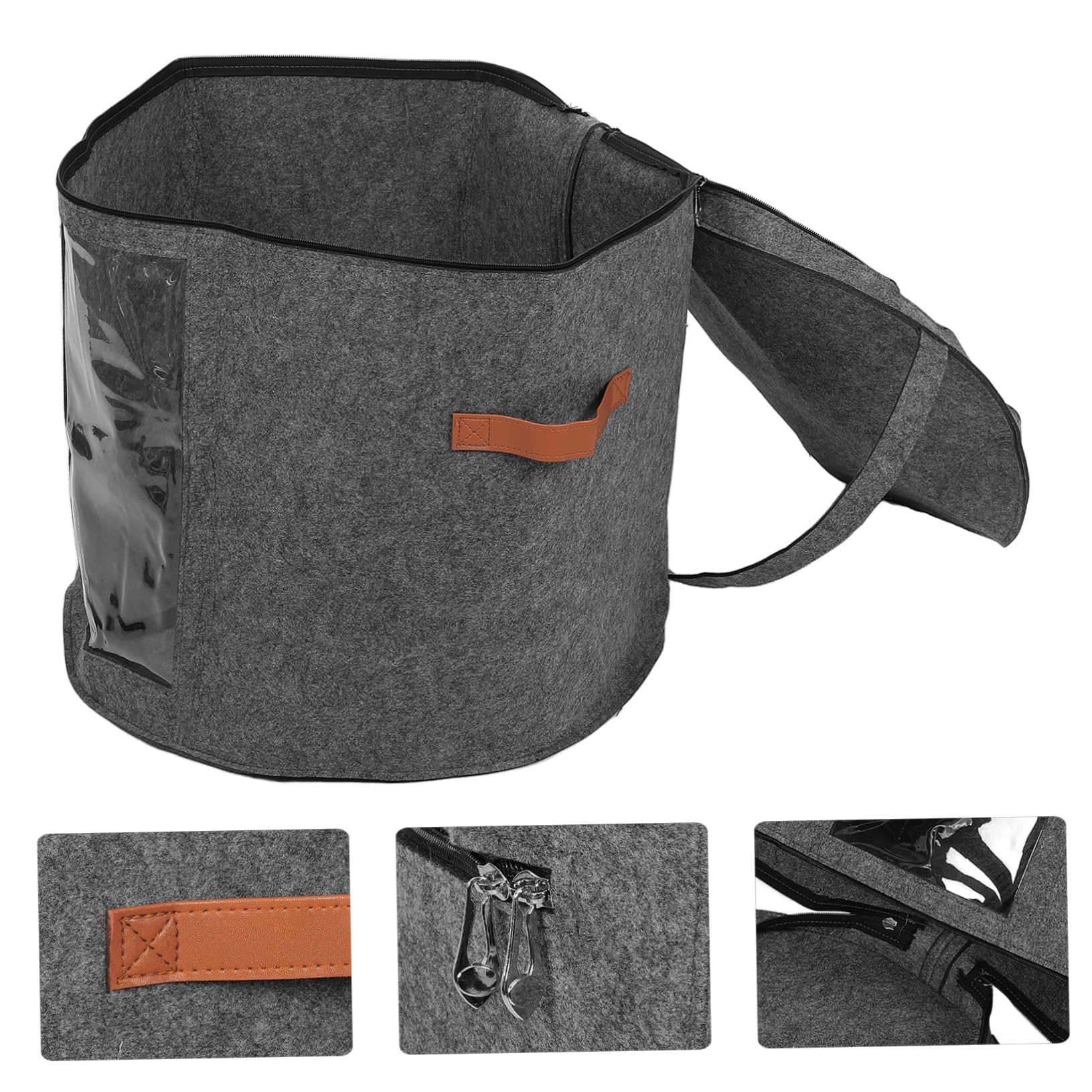 Alipis Runder Hutkoffer aus Vlies und Pvc, 49x43cm, mit Deckel | Reise und Ordnung, Formstabil bei Lagerung, Schmutzresistente Oberfläche, Grau