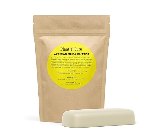 Manteca de karité africana cruda de 8 onzas. Barra 100% pura y natural sin refinar MARFIL - Importado de Ghana - Hidratante ideal para el