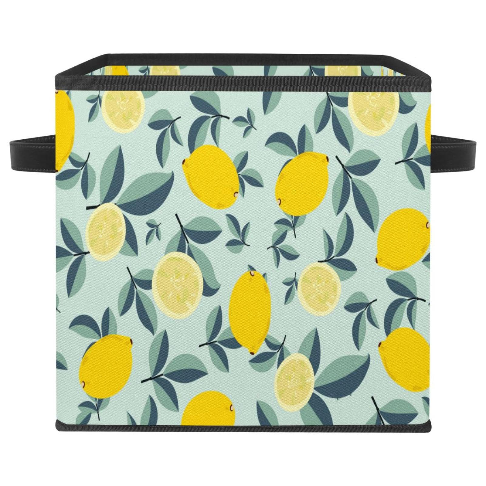 Cube de rangement en tissu pour jouets et vêtements de chambre au motif citron