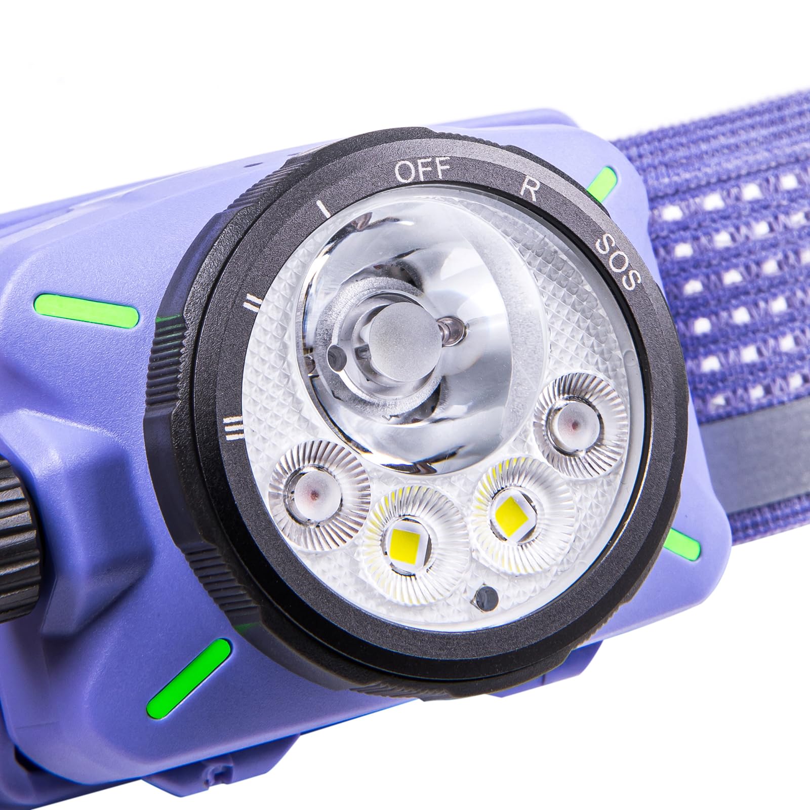 NEXTORCH eStar - Ultraleichte, wiederaufladbare LED-Stirnlampe mit 1300 Lumen, mehreren Lichtquellen und 2 Akkus. Farbe: Violett