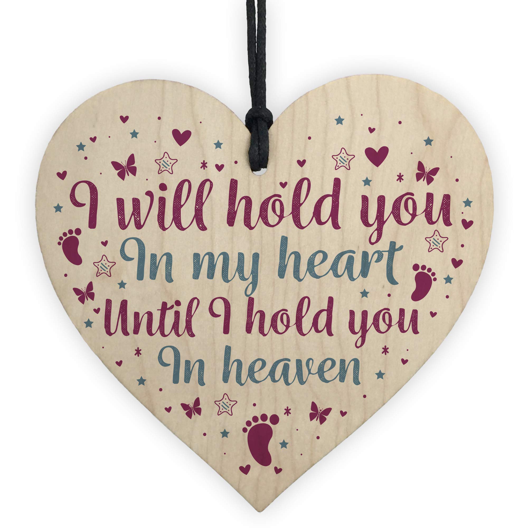 Red Ocean Baby Memorial Gift Bereavement Miscarriage Stillborn Baby Loss Handmade Wooden Heart Plaque Keepsake
