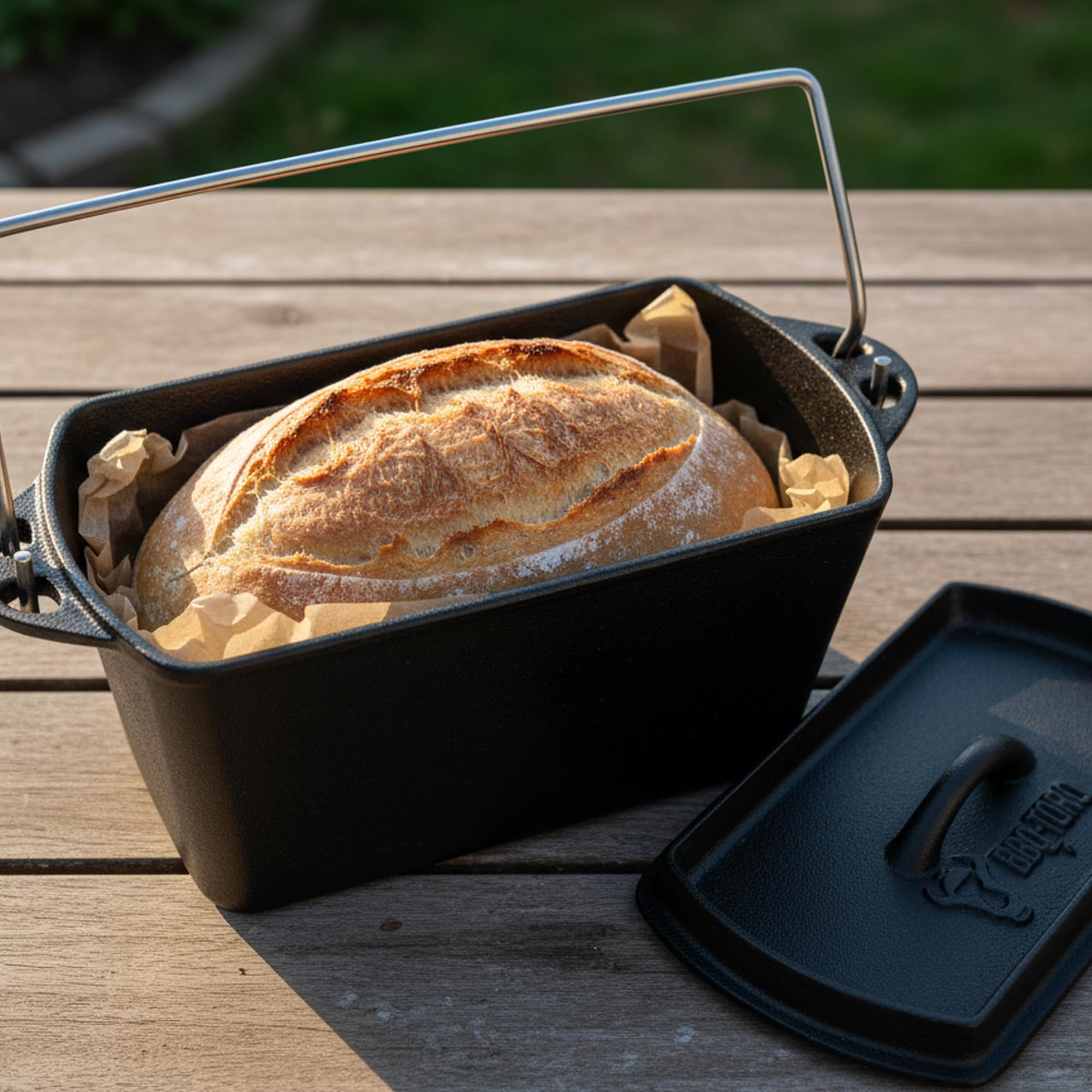 BBQ-Toro Marmite en fonte | 2 litres - 27 x 12,5 x 15 cm | déjà brûlé | Dutch Oven pot, Baking Pot | rôtissoire idéale pour pain, gâteaux, pâtisseries