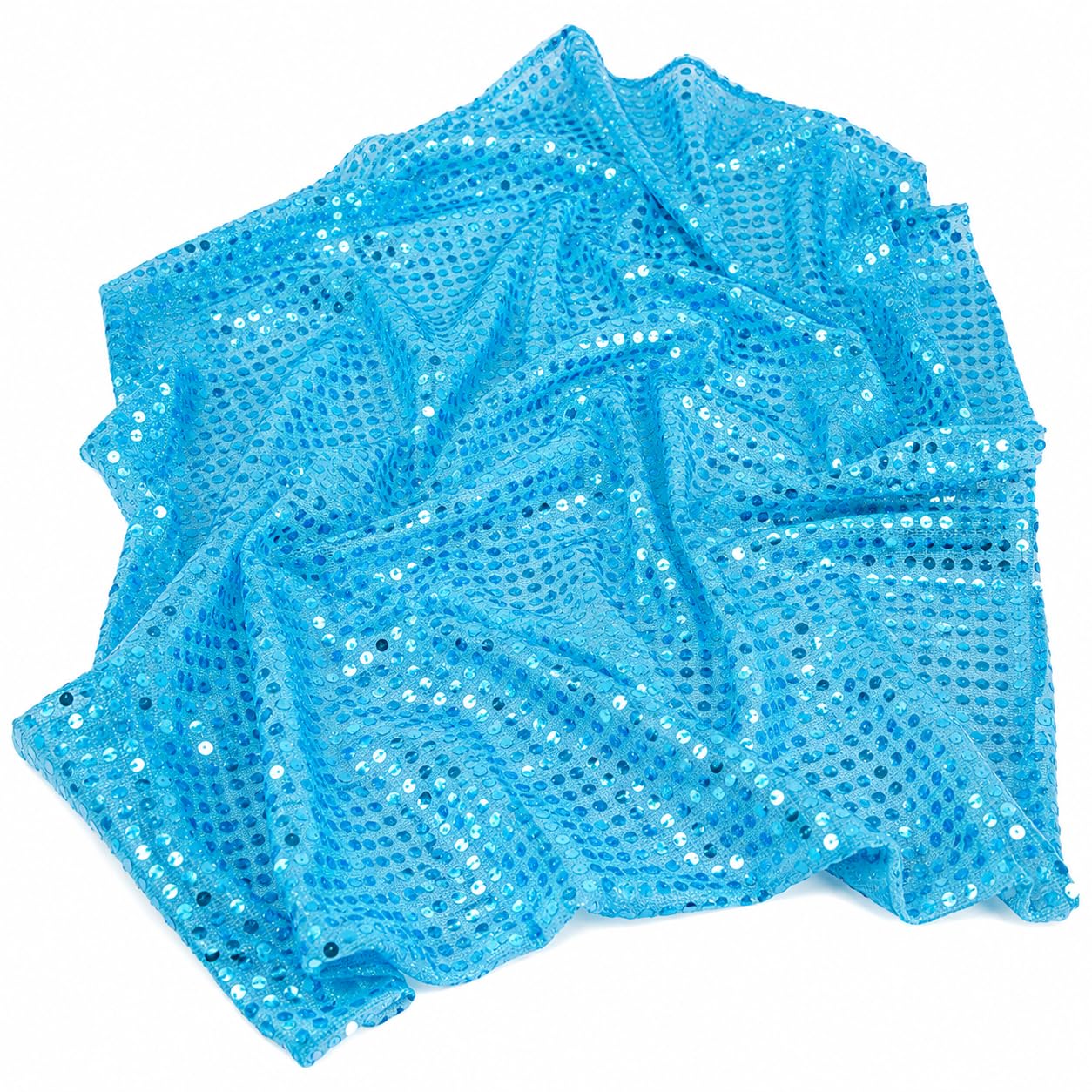 Bzojbmei 1.1M×1M Sparkling Blue Sequin Fabric Soft Breathable Glitter Fabric Iridescent Sequins Material for Women Bride DIY Crafters Wedding Party Banquet Decoration Dress Making (Lake Blue)