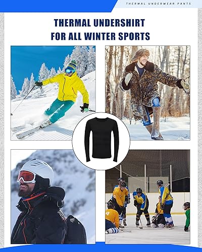 Miniatura 5 de Taiyin 8 camisas térmicas para hombre, ropa interior térmica de manga larga, cuello redondo, manga larga, capa base
