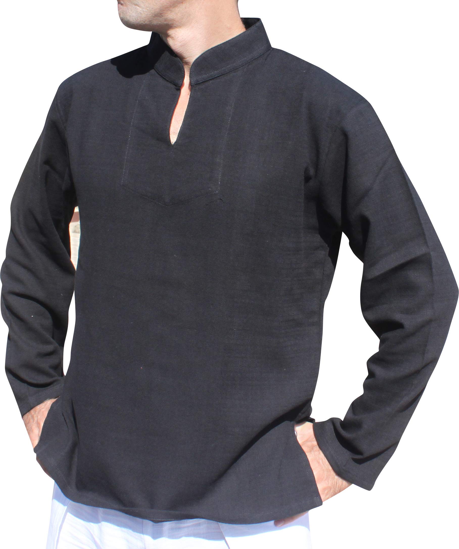 raanpahmuang Open V Chinese Collar Long Sleeve Shirt in Summer Cotton Plus Size-picture-54