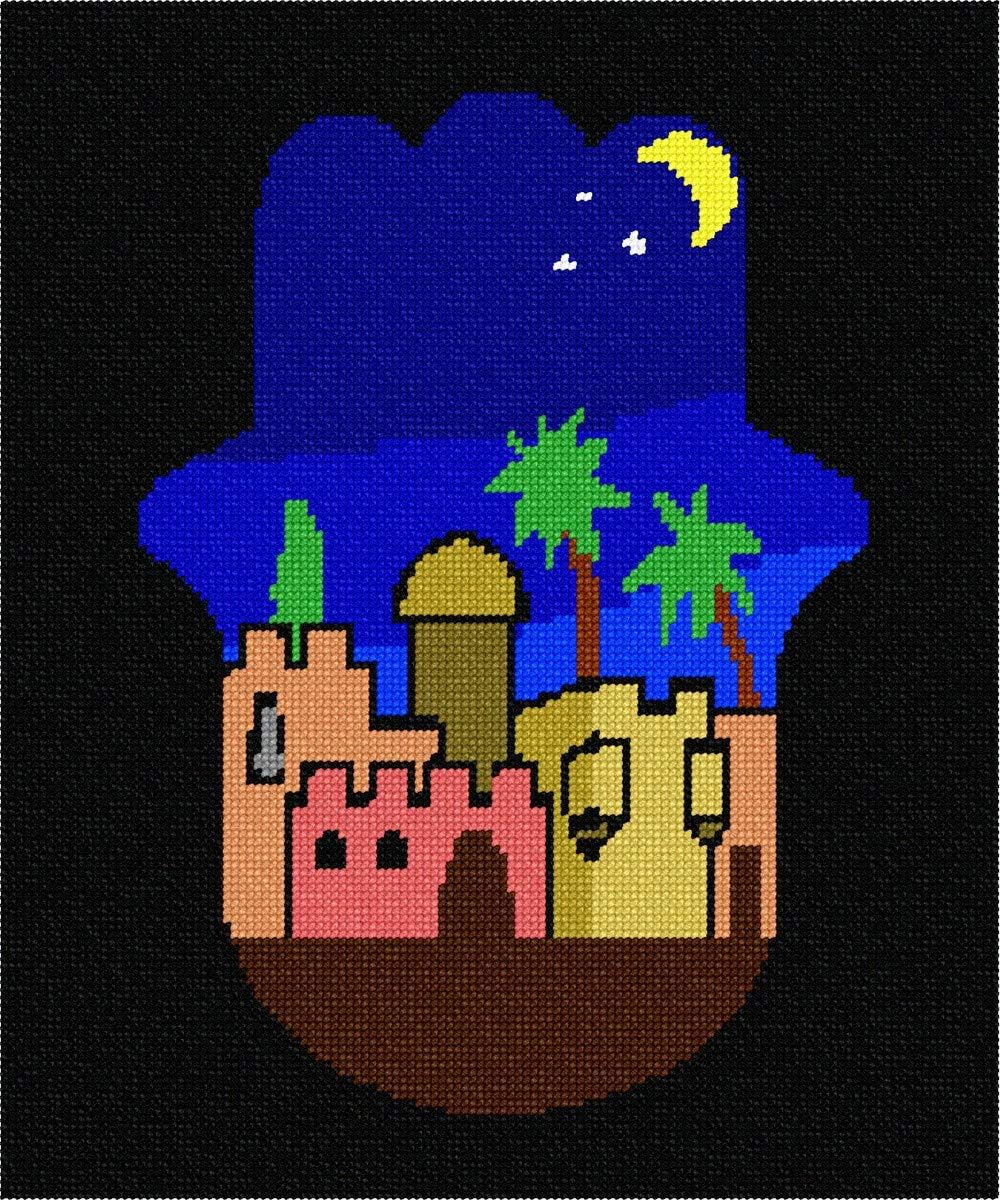 Pepita Needlepoint kit: Hamsa Jerusalem, 10" x 12"