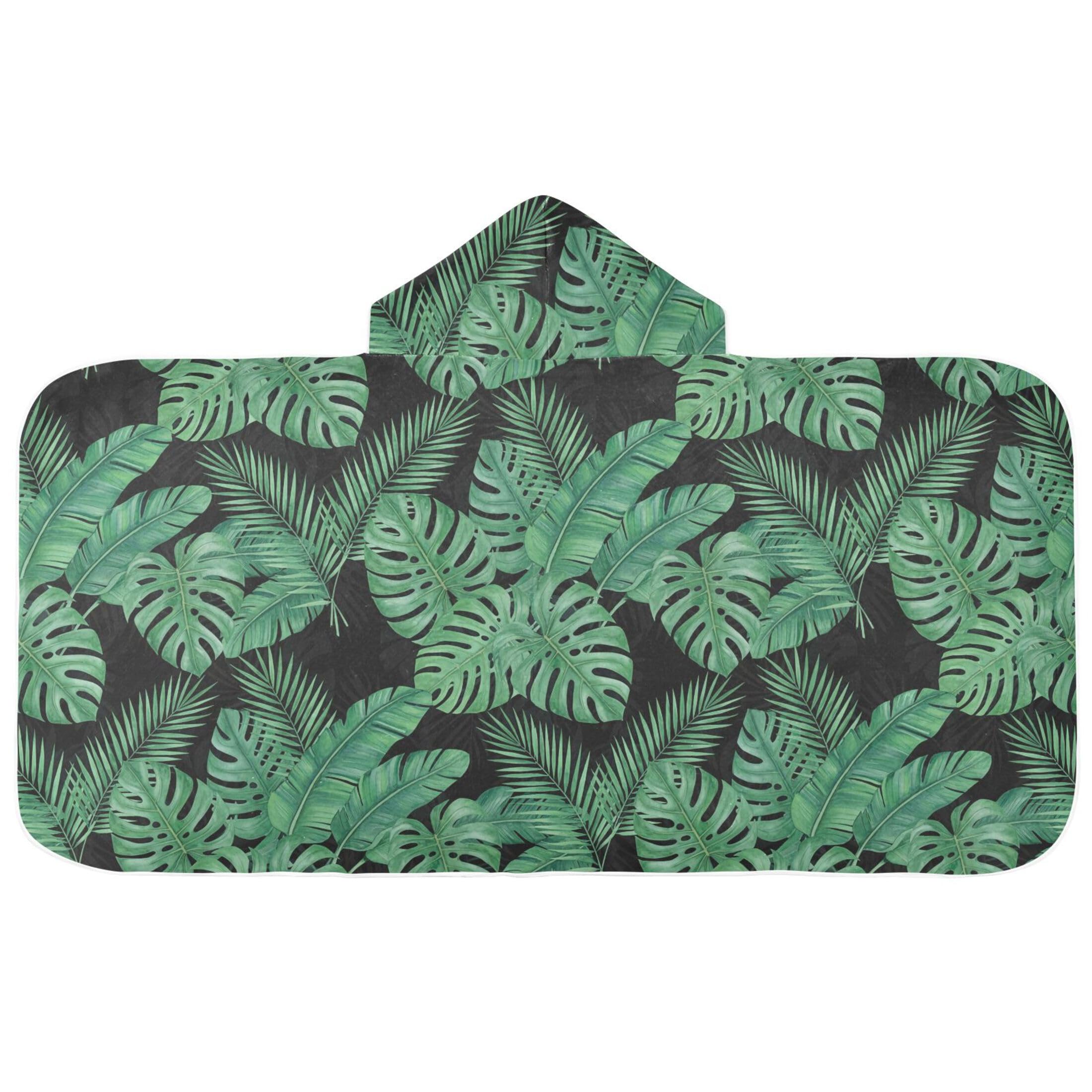 Fuauuyl Green Leaves Hooded Baby Bath Towel Soft & Breathable Towel for Newborns Infants Toddlers, Nursery Essential