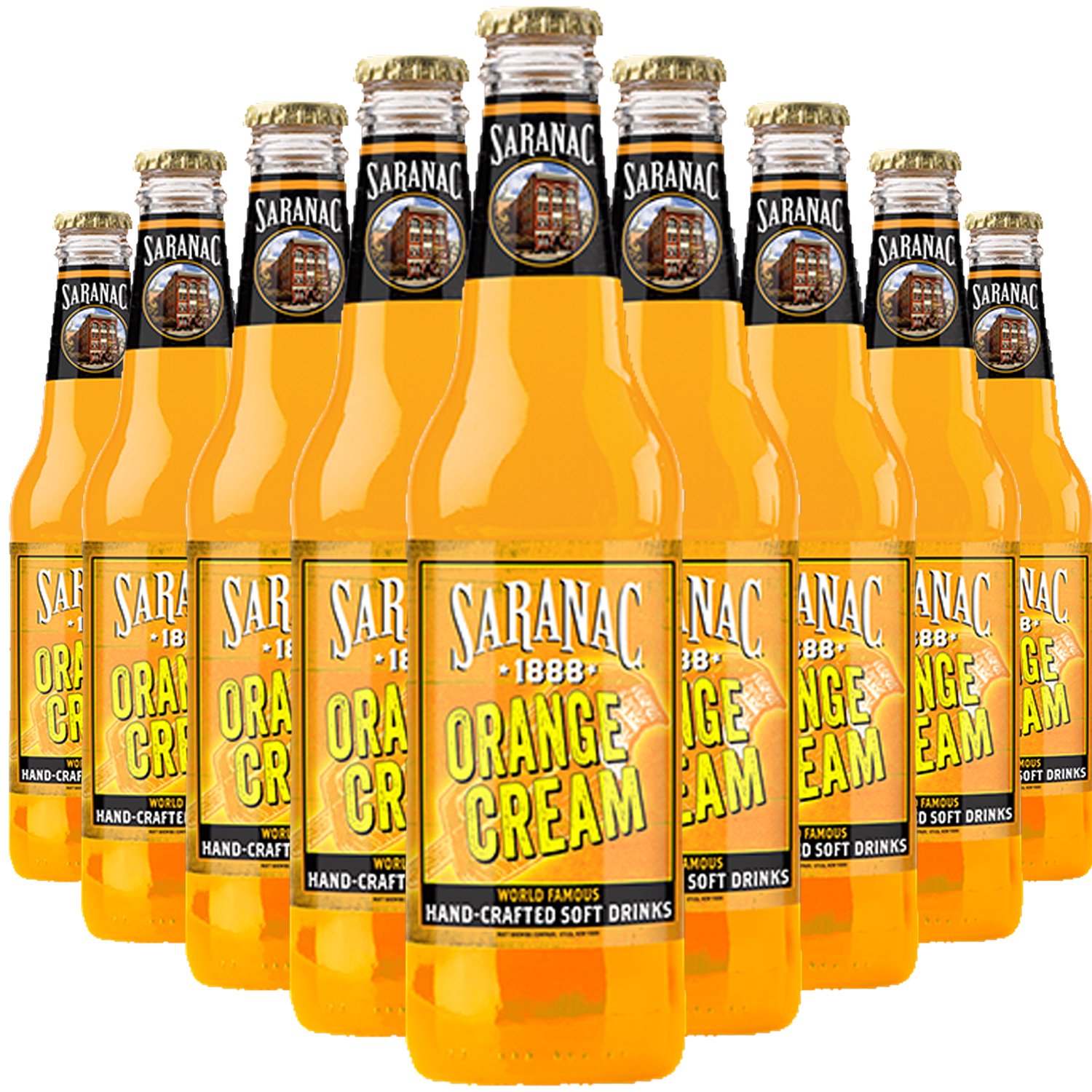 Saranac World Famous Hand-Crafted Orange Cream Soda Soft Drink, 12 oz Glass Bottles (24 Pack)