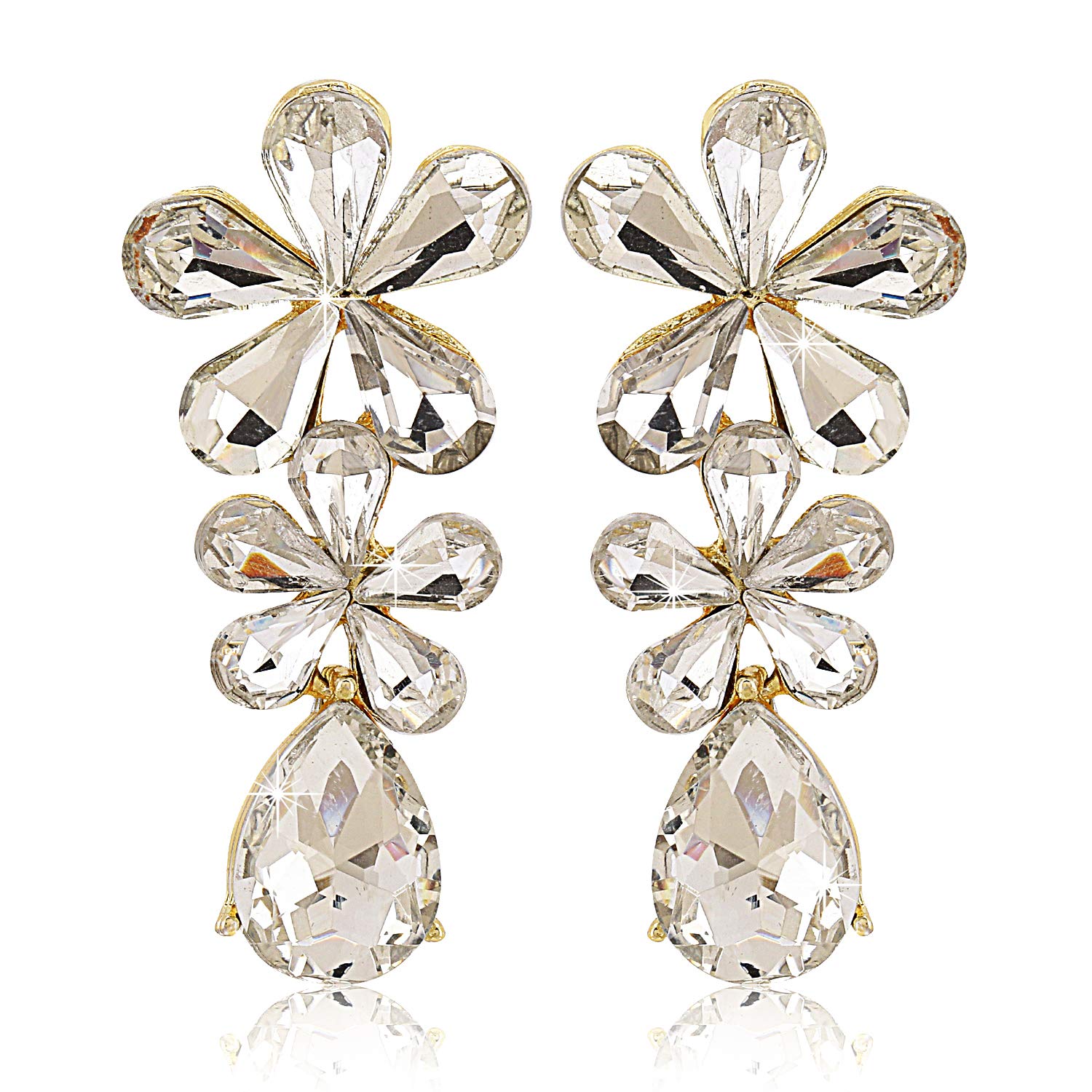 Yellow Chimes Crystal Dangler Earrings for Women | Floral Shaped Earrings for Girls | Gold Plated White Crystal Fashion Women Earrings | Birthday Gift For Girls Anniversary Gift for Wife (B083R17PMC) Amazon Price History, Amazon Price Tracker