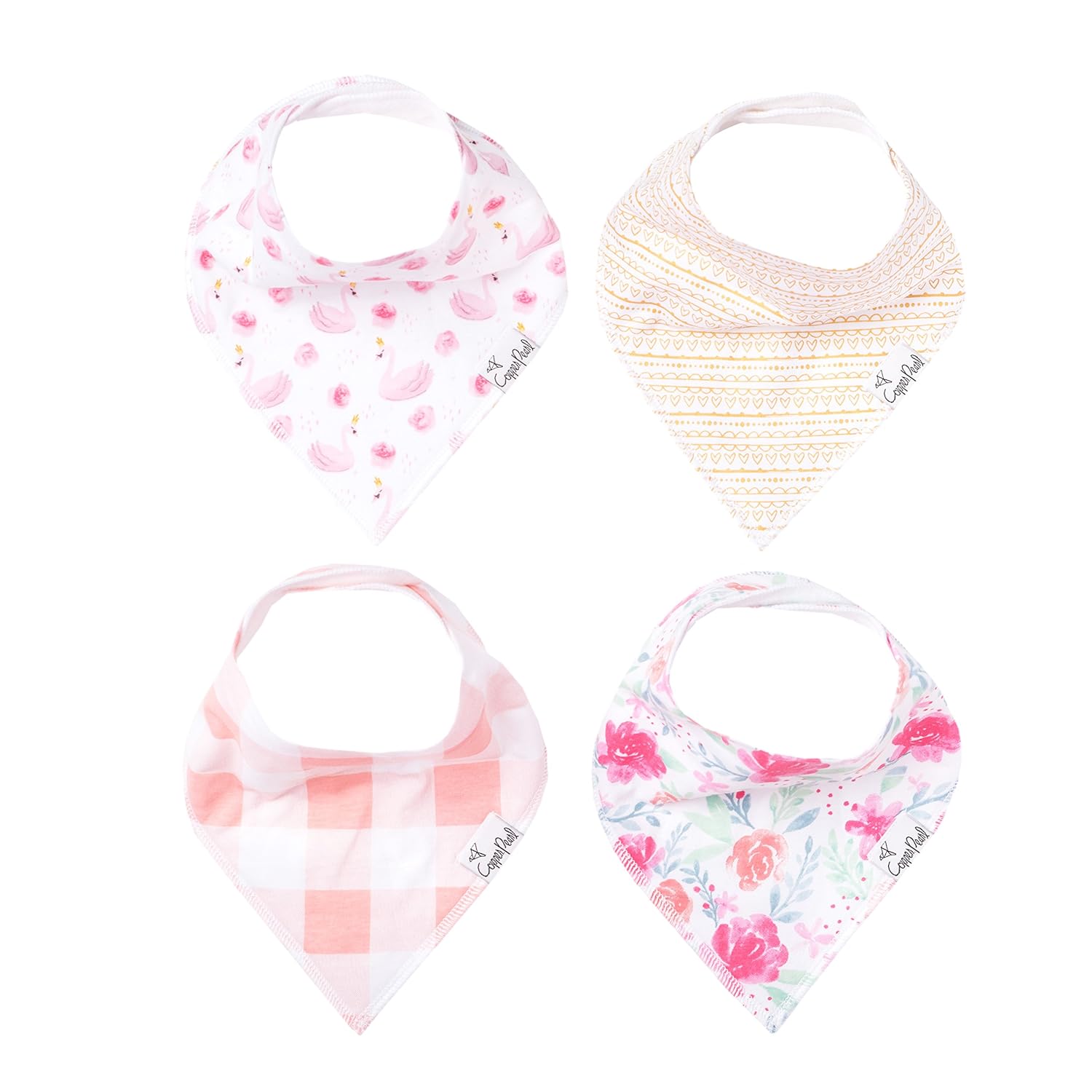 Copper Pearl Baby Bandana Bibs 4 Pack Soft Cotton Baby