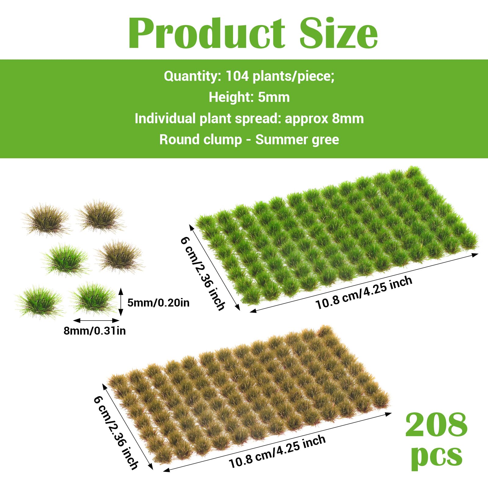 DOPENSPI Lot de 104 têtes d'herbe pour modélisme, herbe statique, décoration miniature, accessoires de modélisme, arbustes de terre profonde, gazon artificiel, terrain miniature pour bricolage, monde DOPENSPI Lot de 104 têtes d'herbe pour modélisme, herbe statique, décoration miniature, accessoires de modélisme, arbustes de terre profonde, gazon artificiel, terrain miniature pour bricolage, monde