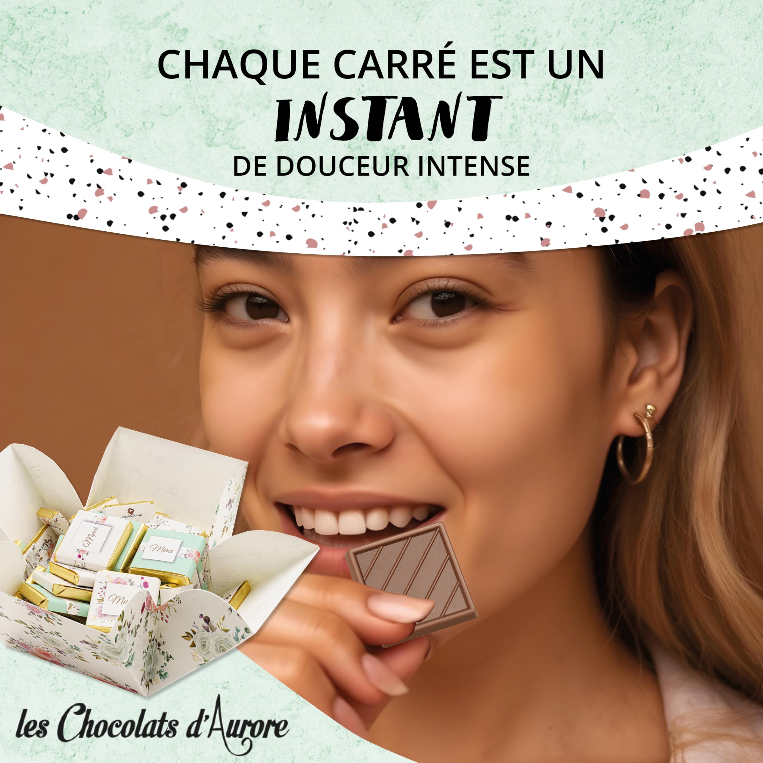 Coffret de Chocolats - Boîte de 40 Carrés de Chocolat Individuels à Offrir Pour Dire Merci - Chocolats au Lait et Noir - 100% Pur Beurre de Cacao - Fabriqué en France - 200 Gr