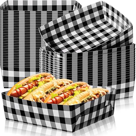 Suclain 36 Pack Adult Women Paper Trays: Black and White Gingham