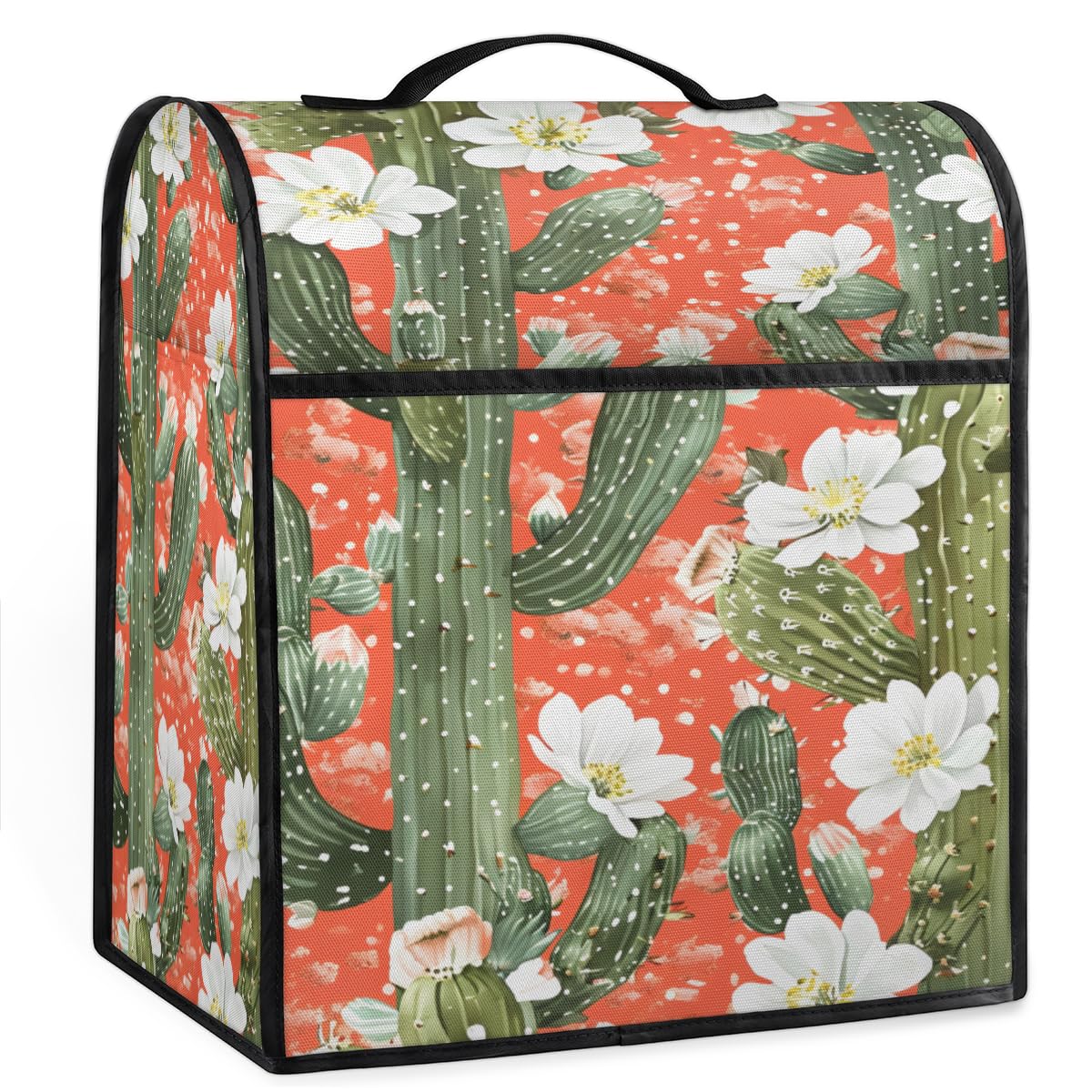 Coffee Maker Cover Red Cactus Flower Kitchen Appliance Covers Small Appliance Covers Blender Cover Juicer Cover Dust Covers for Kitchen Appliances with Top Handle and Pockets,Washable,B348