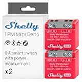 1PM Mini Gen4 | Wi-Fi, Zigbee, Matter Smart Relay Switch with Power Metering, 1-Channel 8A | Home Automation | Alexa, SmartThings, Google, Apple HomeKit Compatible | iOS Android App (2 Pack)