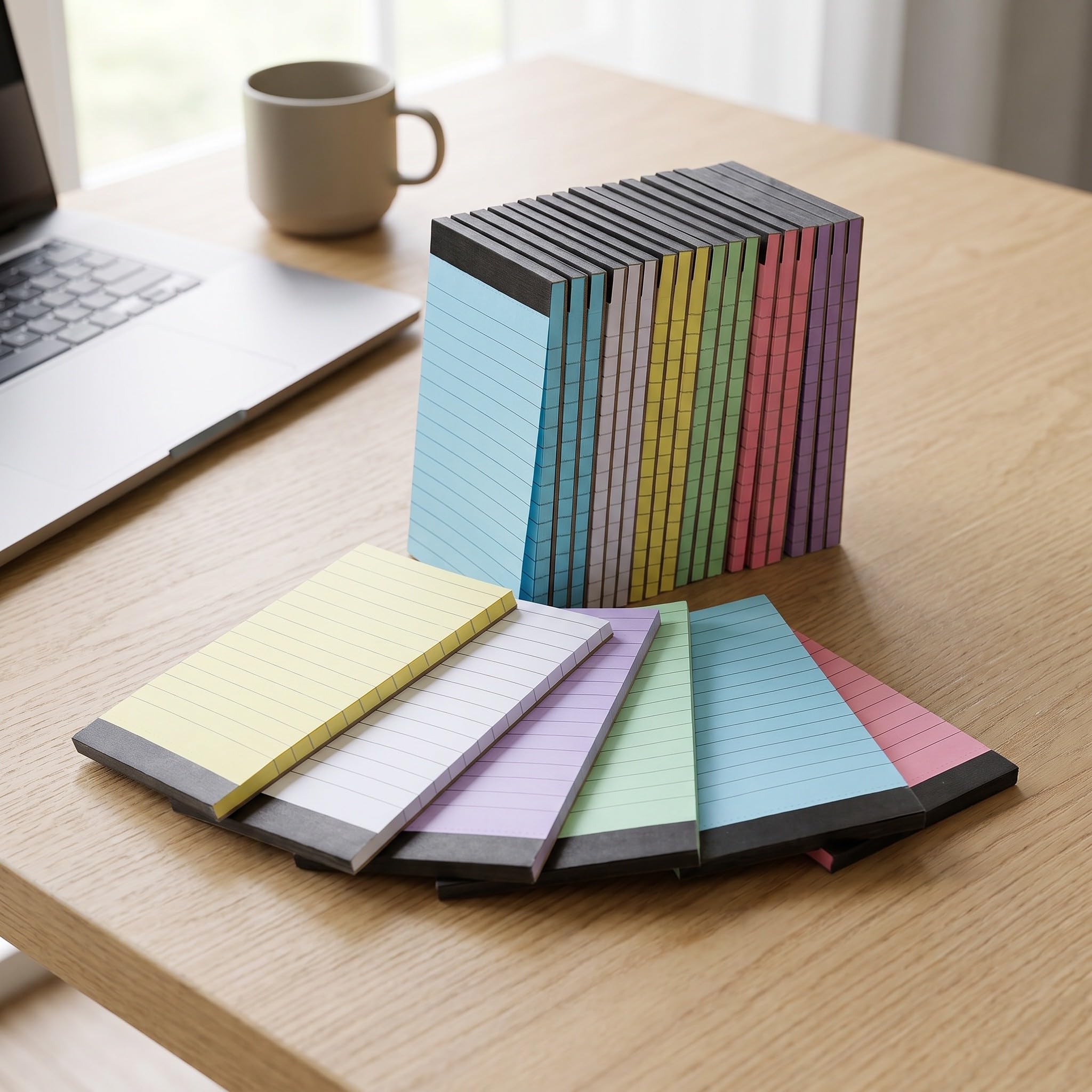Zerodeko 24 fogli a righe staccabili per appunti, formato A7, colorati. | Blocco note tascabile da 5,12x3,15 pollici con righe larghe, ideale per insegnanti, studenti, impiegati e come foglio per