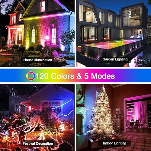 Miniatura 3 de Luz de inundación LED para exteriores equivalente a 400 W, RGB y 5700 K luz diurna blanca luces de seguridad con control remoto, temporizador,